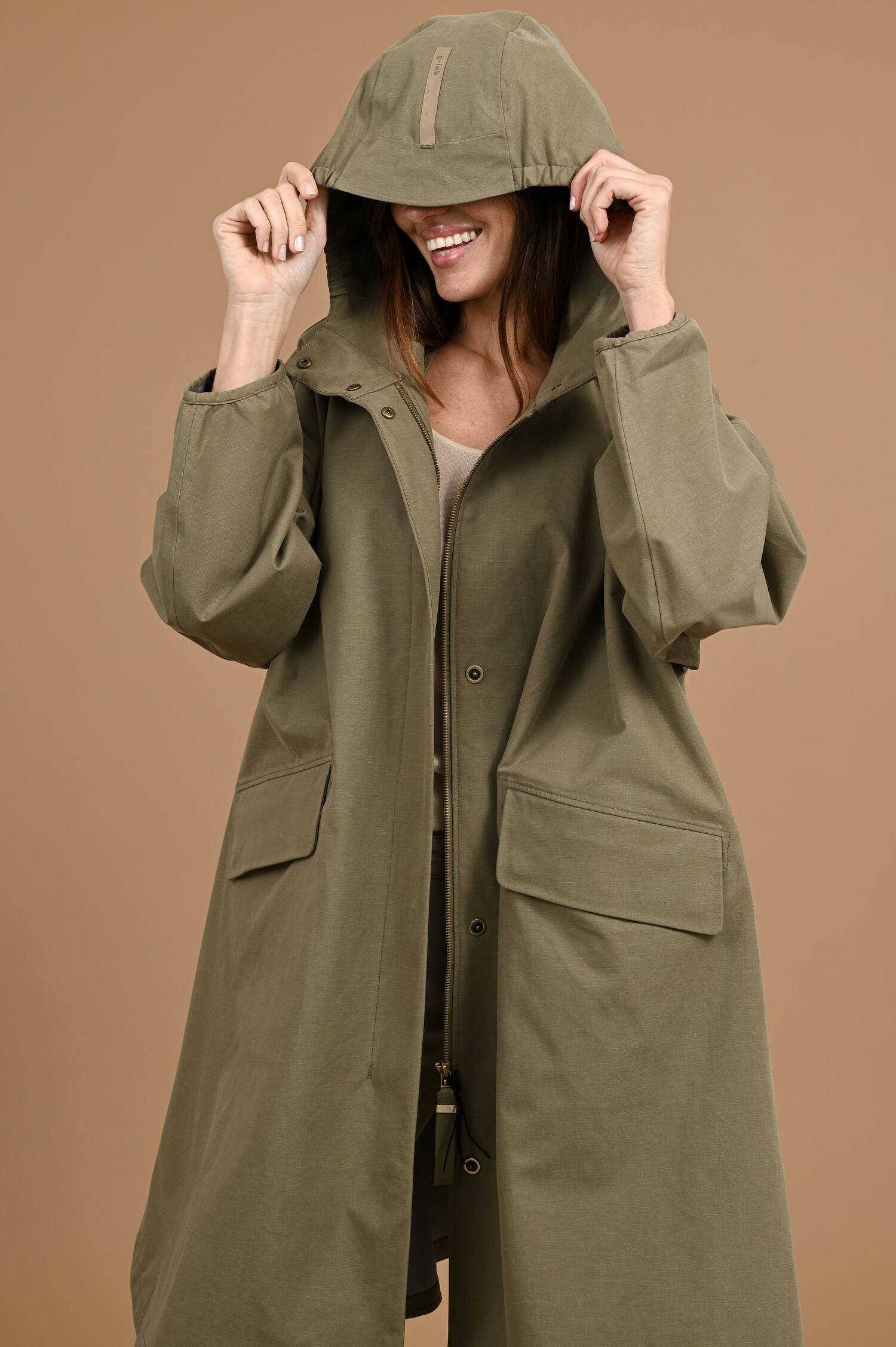 Kapuzenmantel NORA in Olive