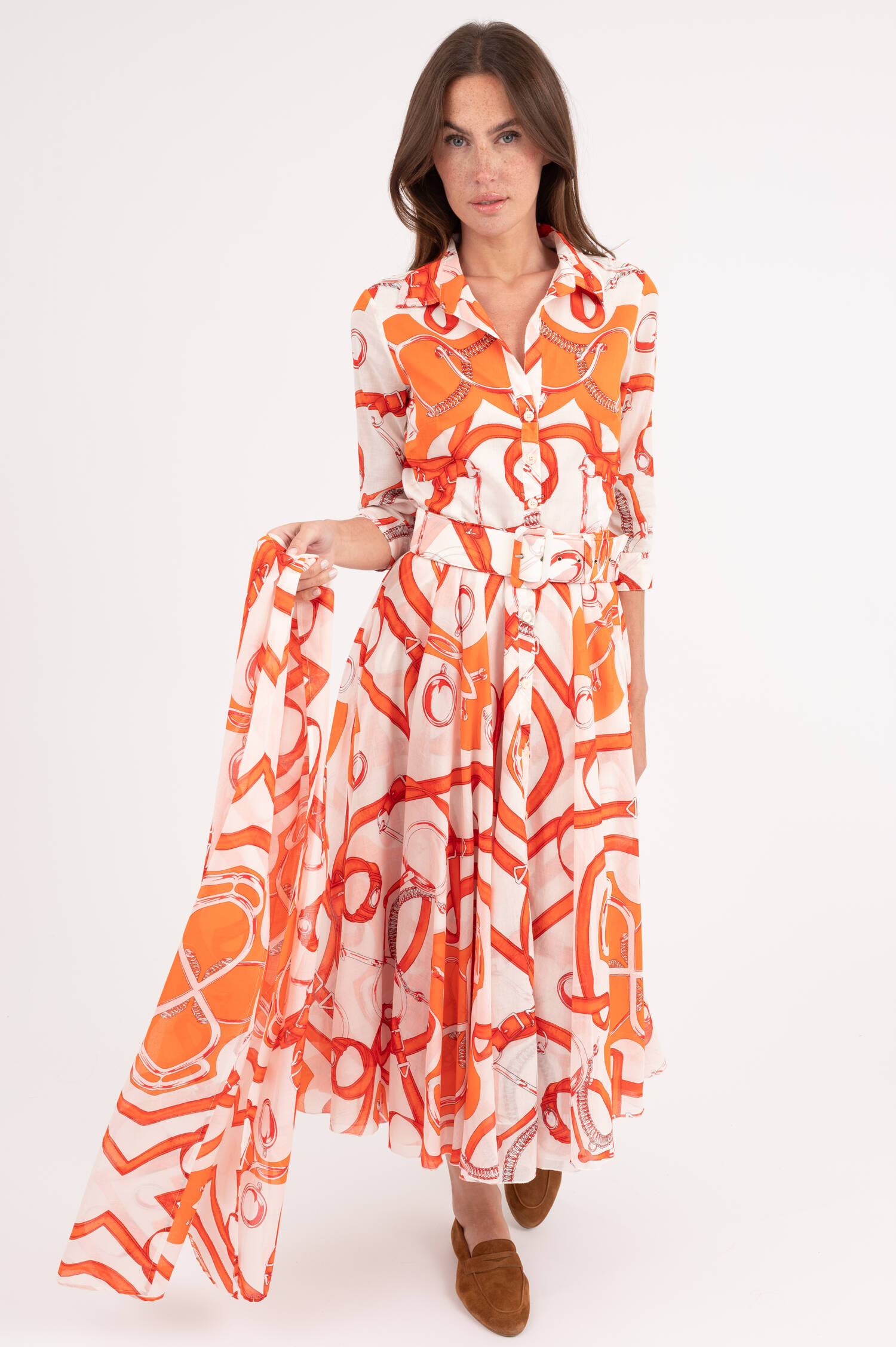 Kleid ASTER in Orange gemustert