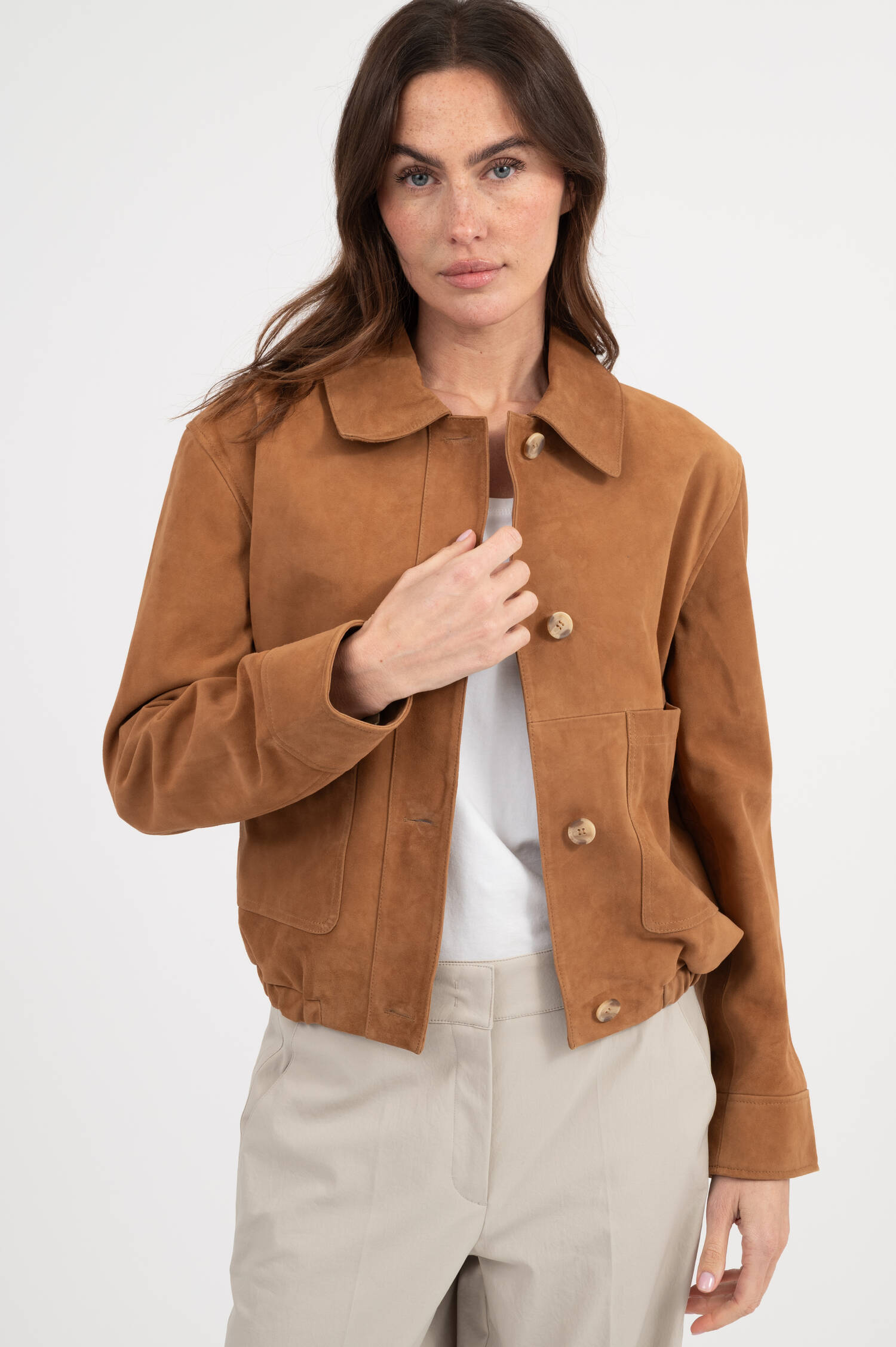 Velourslederjacke in Chestnut Velourslederjacke in Chestnut