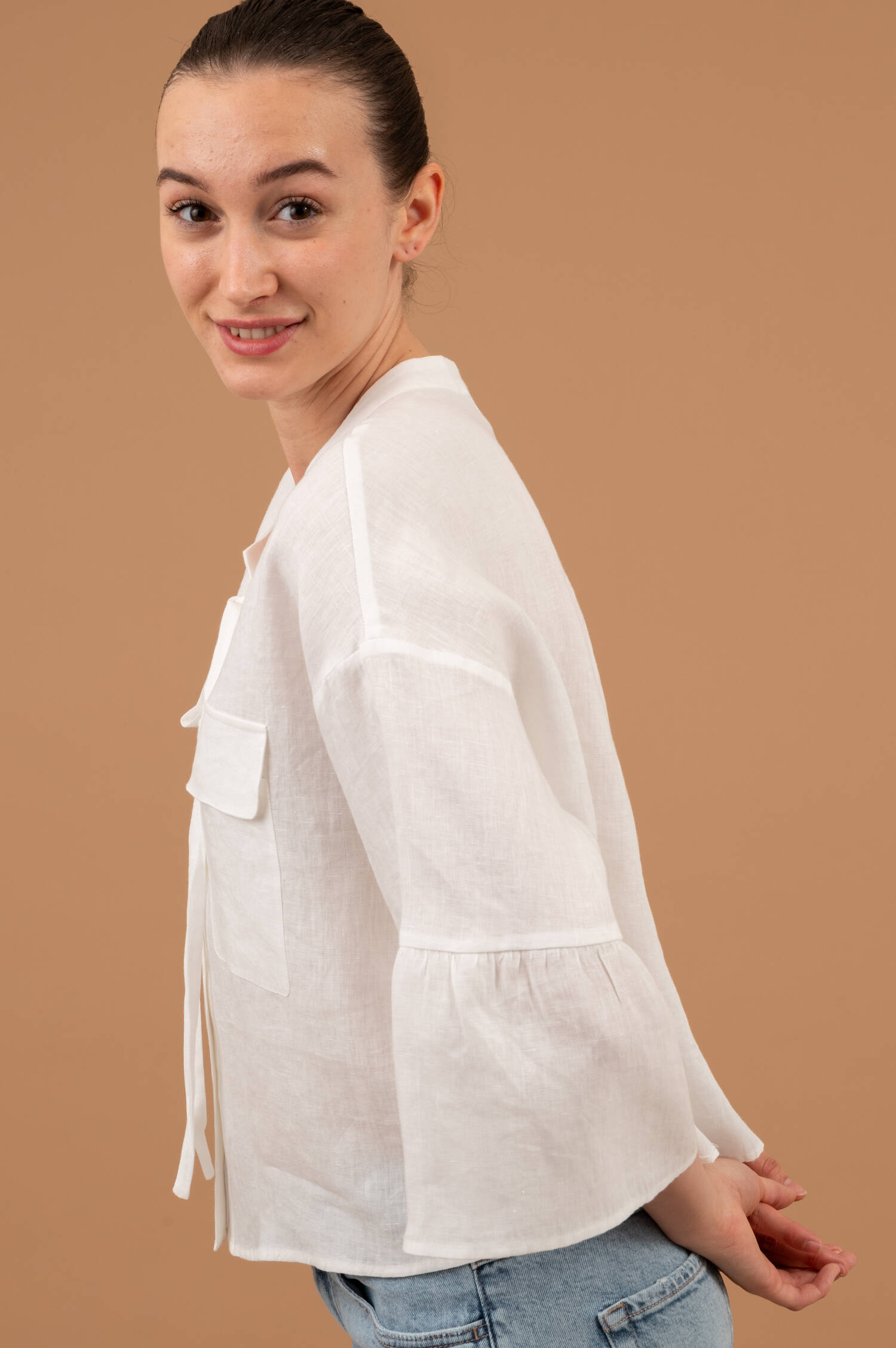 Leinenbluse River in Weiß