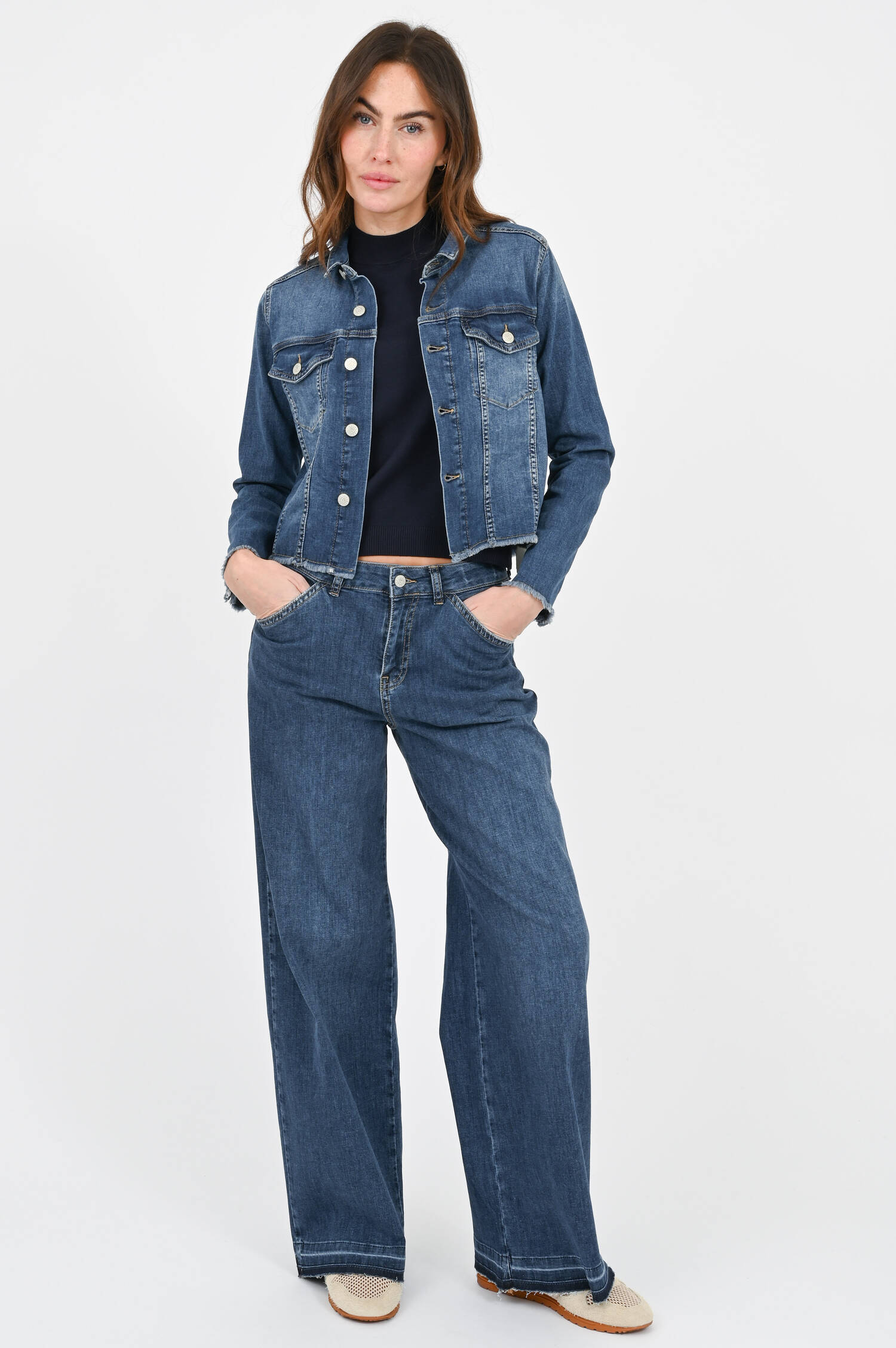 Jeansjacke in Mittelblau 