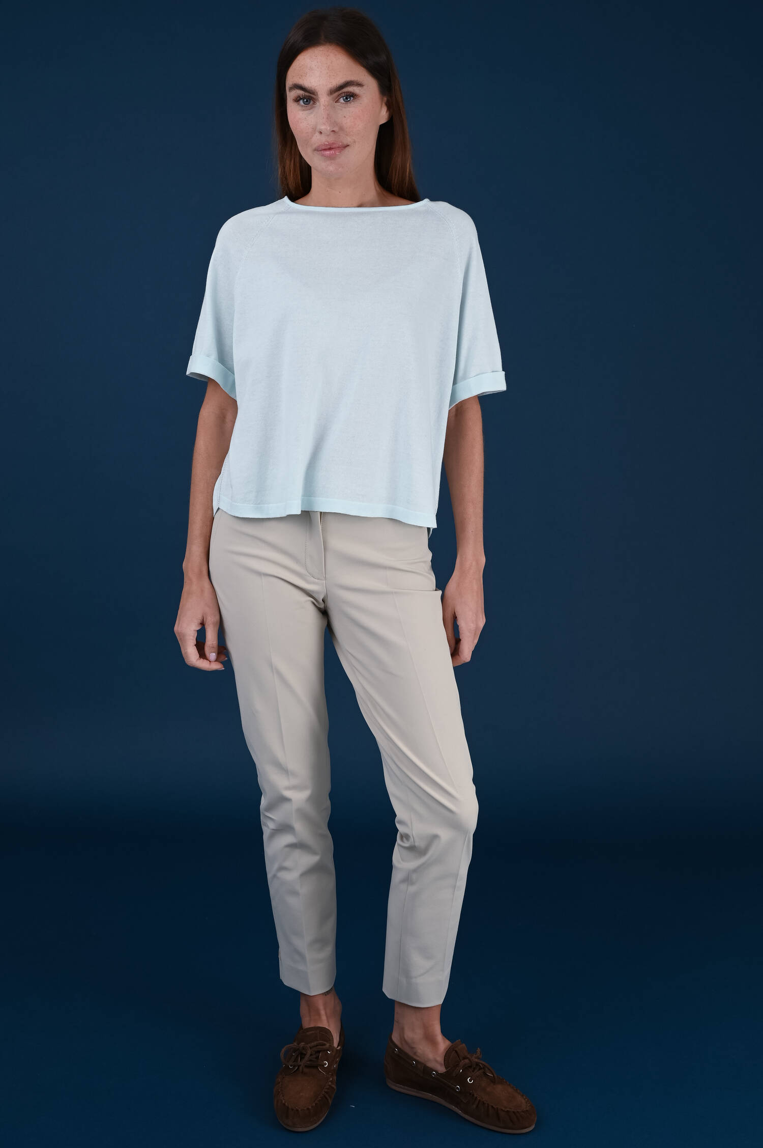 Kurzarm Raglan Shirt in Waveblau