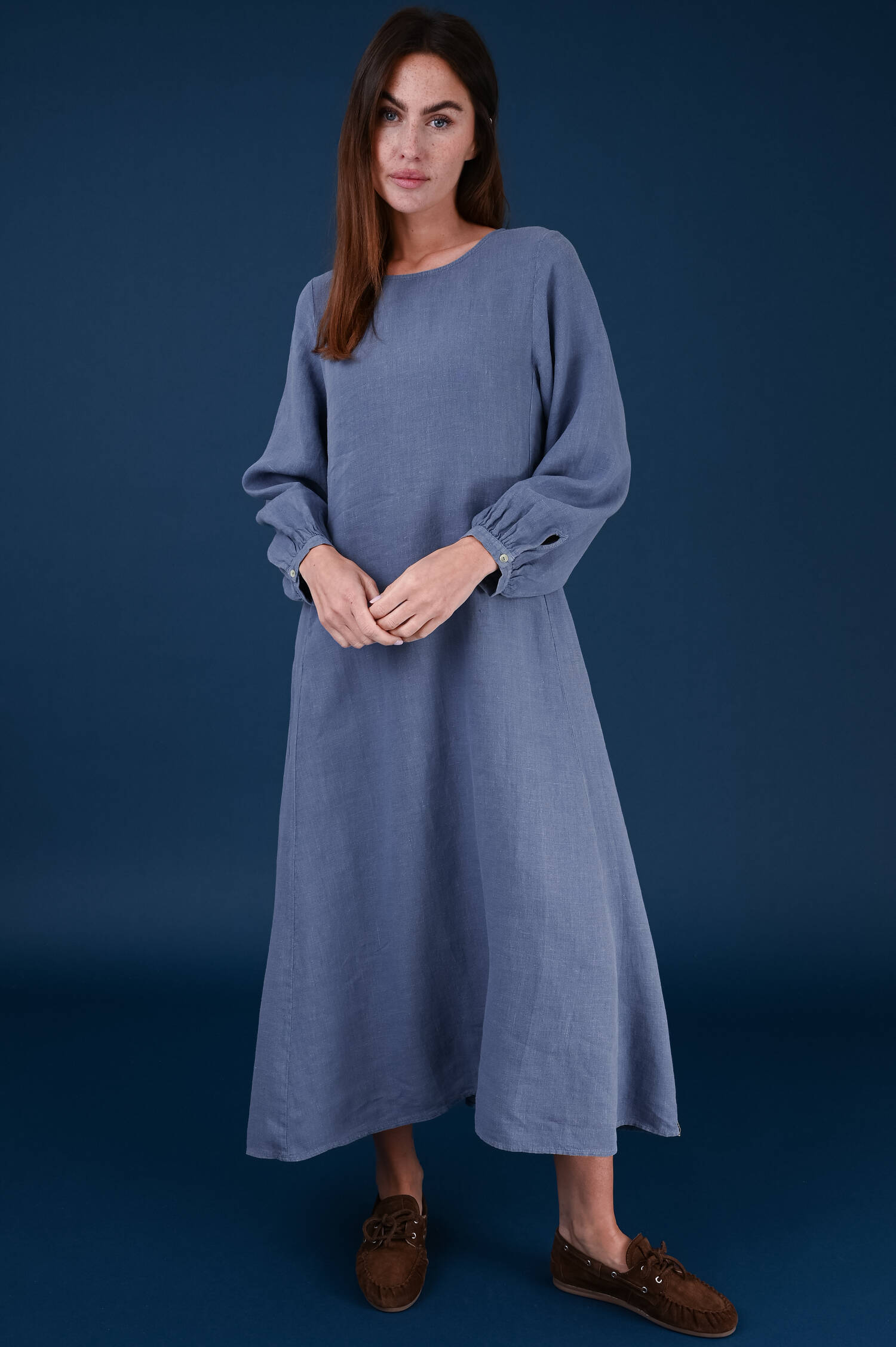 Leinenkleid in Surfblau