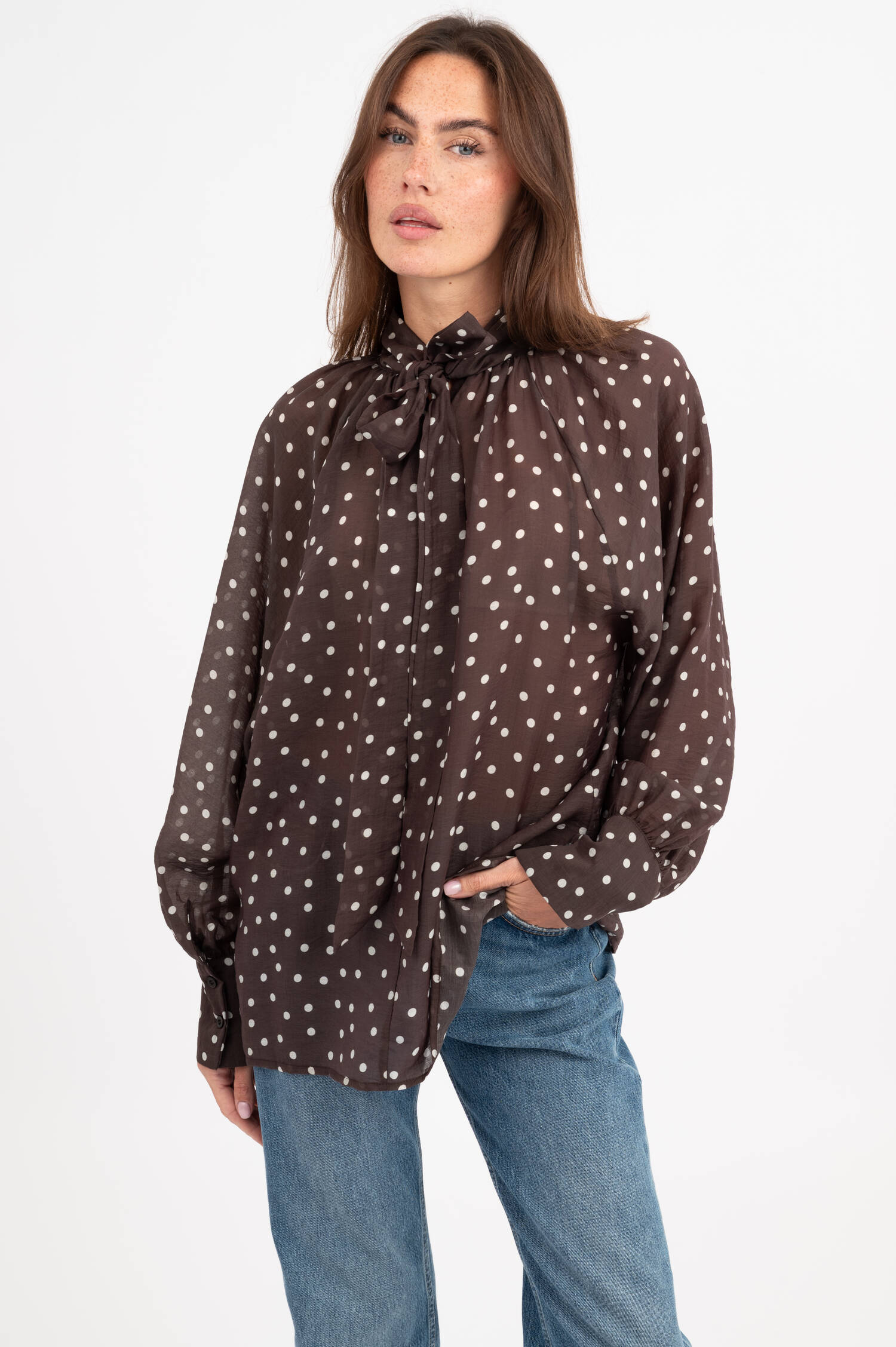 Polkadot Bluse in Braun Polkadot Bluse in Braun