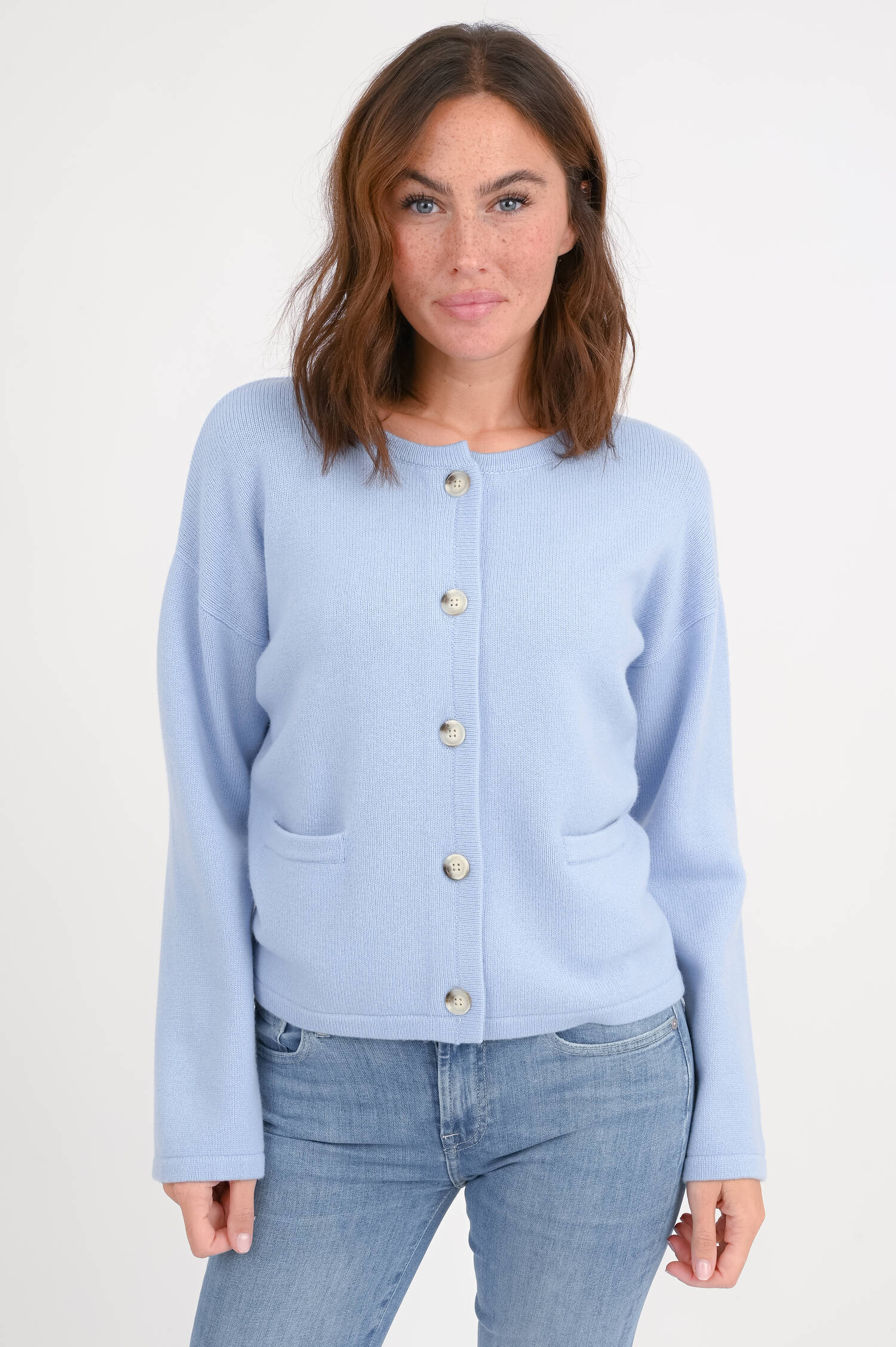 Strickweste aus Woll-Cashmere-Mix in Hellblau