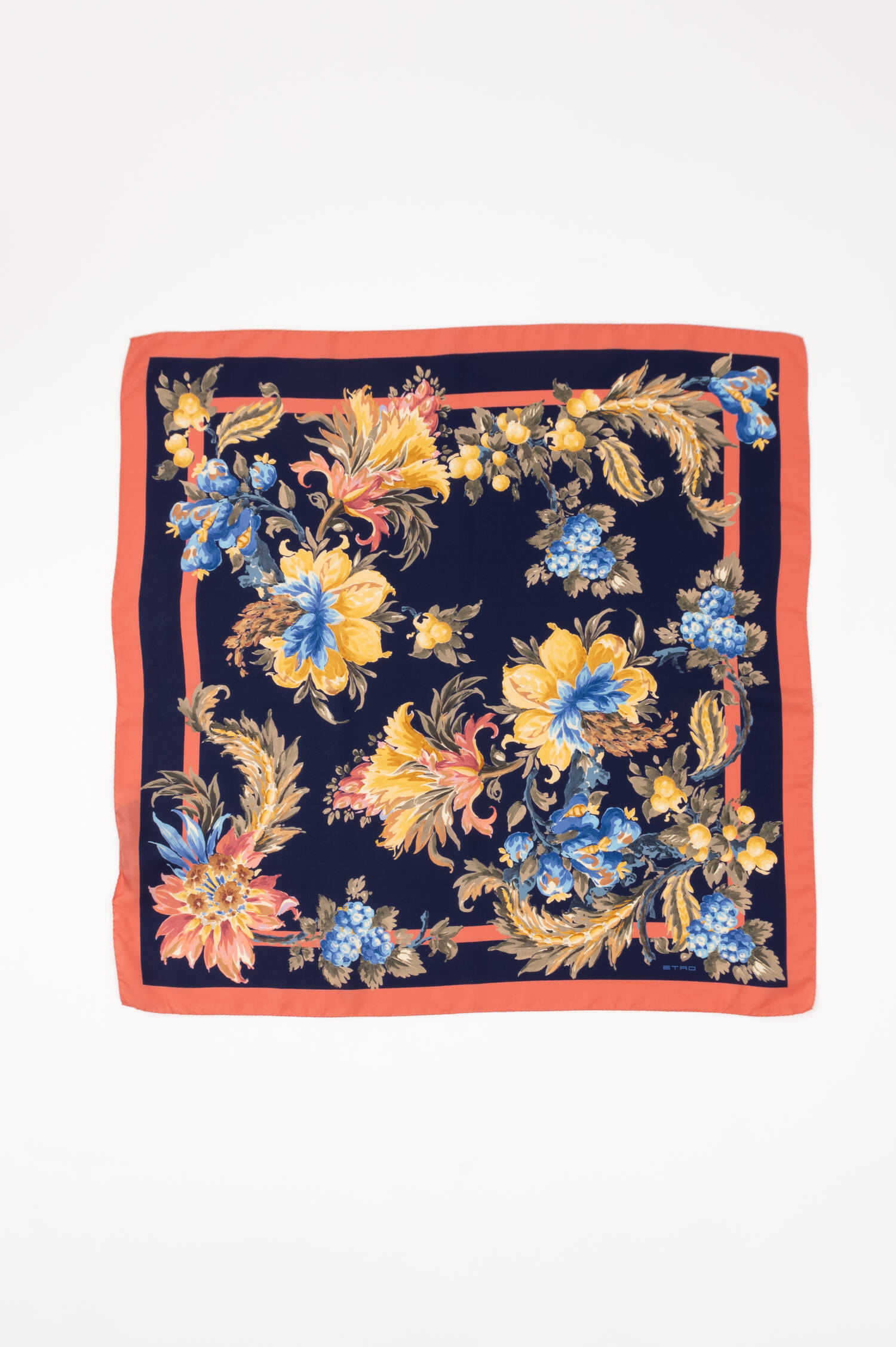 Seidentuch mit Floralem Print in Navy/Multicolor