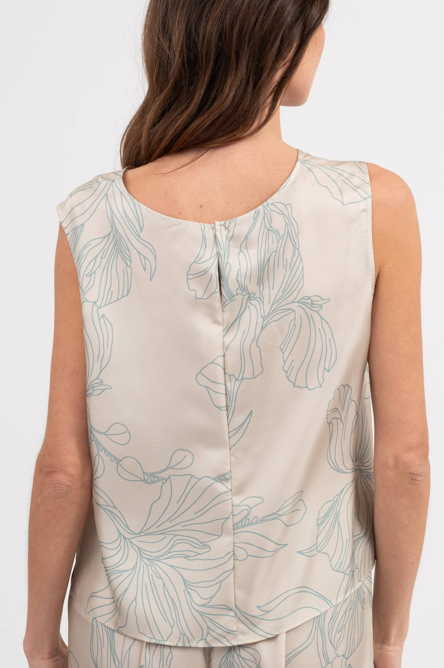 Blusentop aus Seide mit Print in Creme