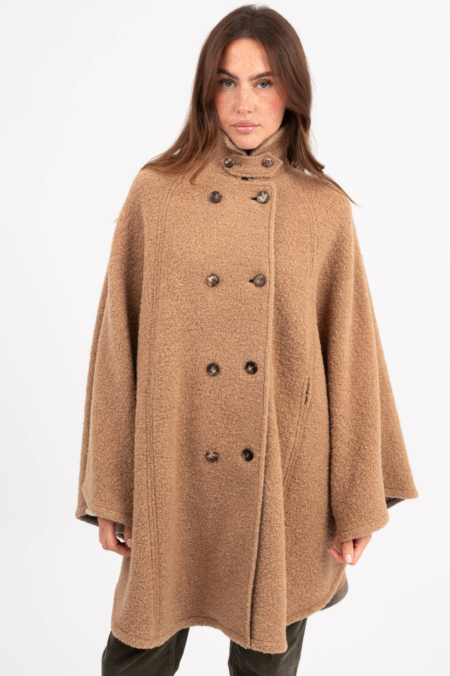 Woll-Poncho FRANZISKA in Braun