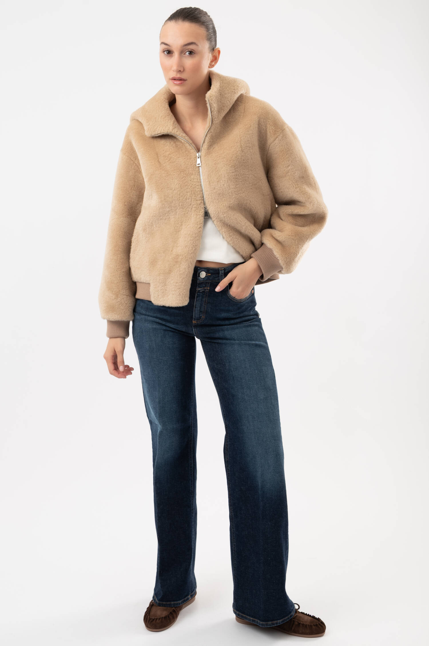 Faux-Shearling-Jacke SISSI in Beige