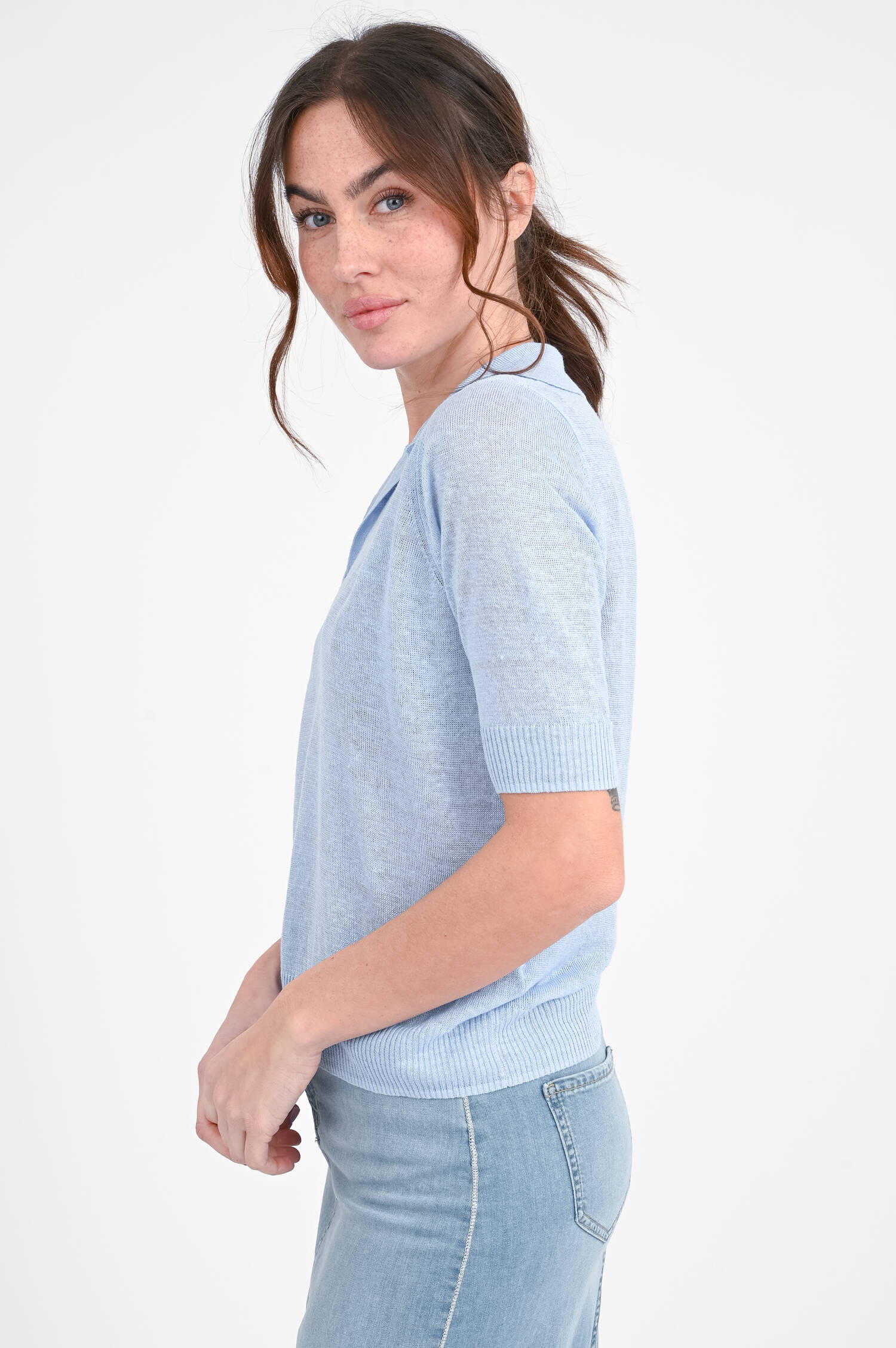 Kurzarm-Polo ALBERTA in Hellblau