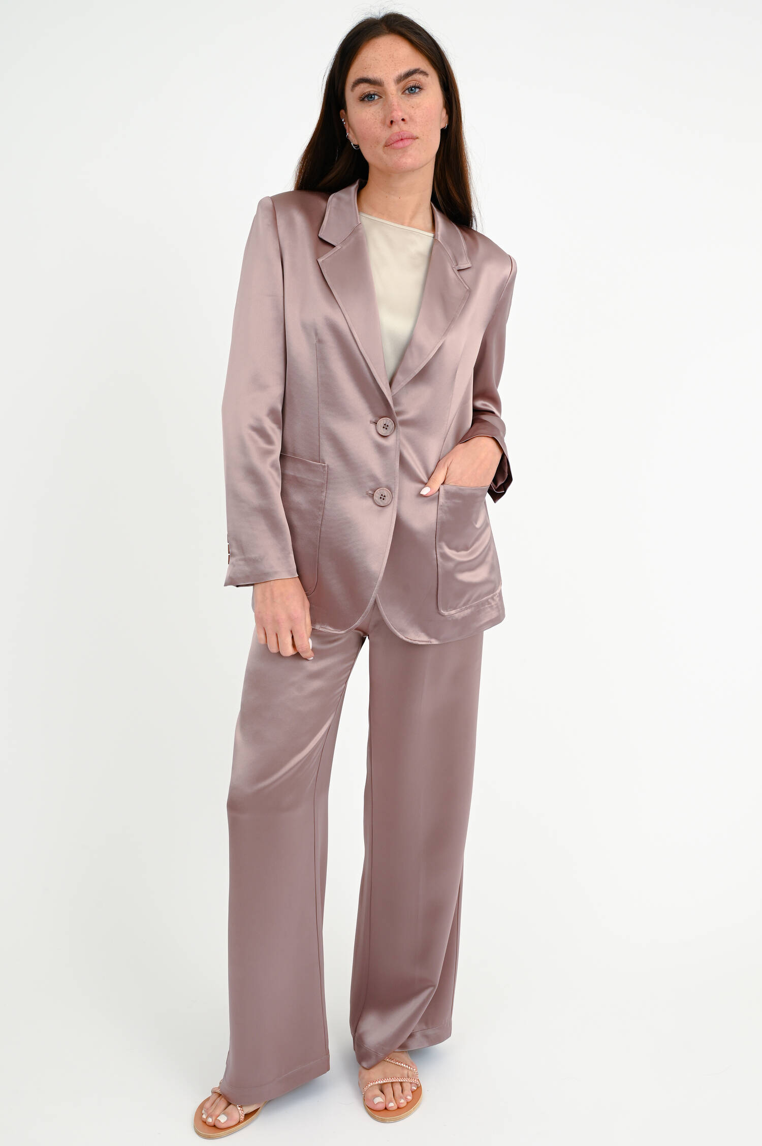 Palazzo Satin Hose in Altrosa