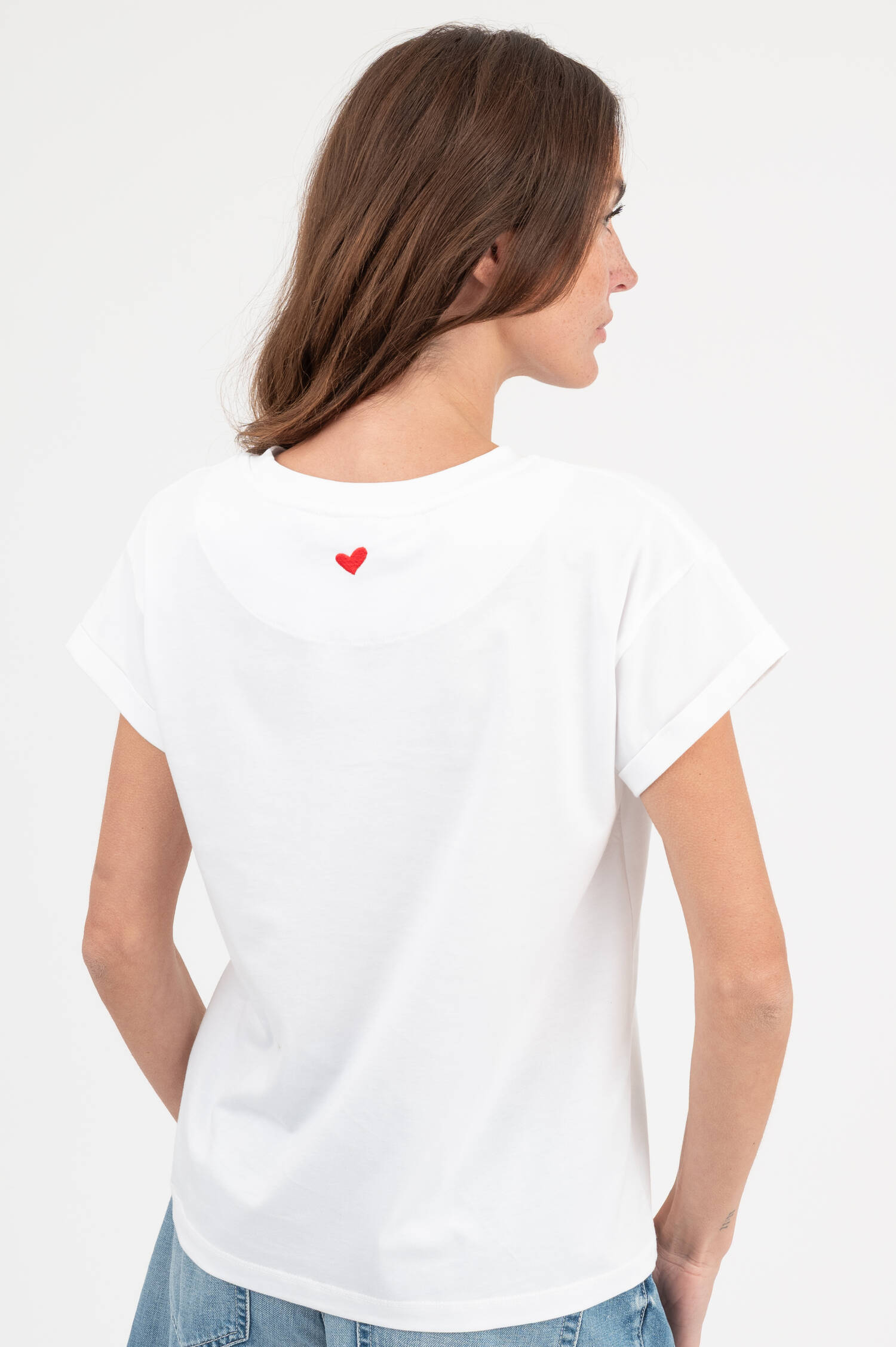 T-Shirt mit Dackel Illustration in Weiß