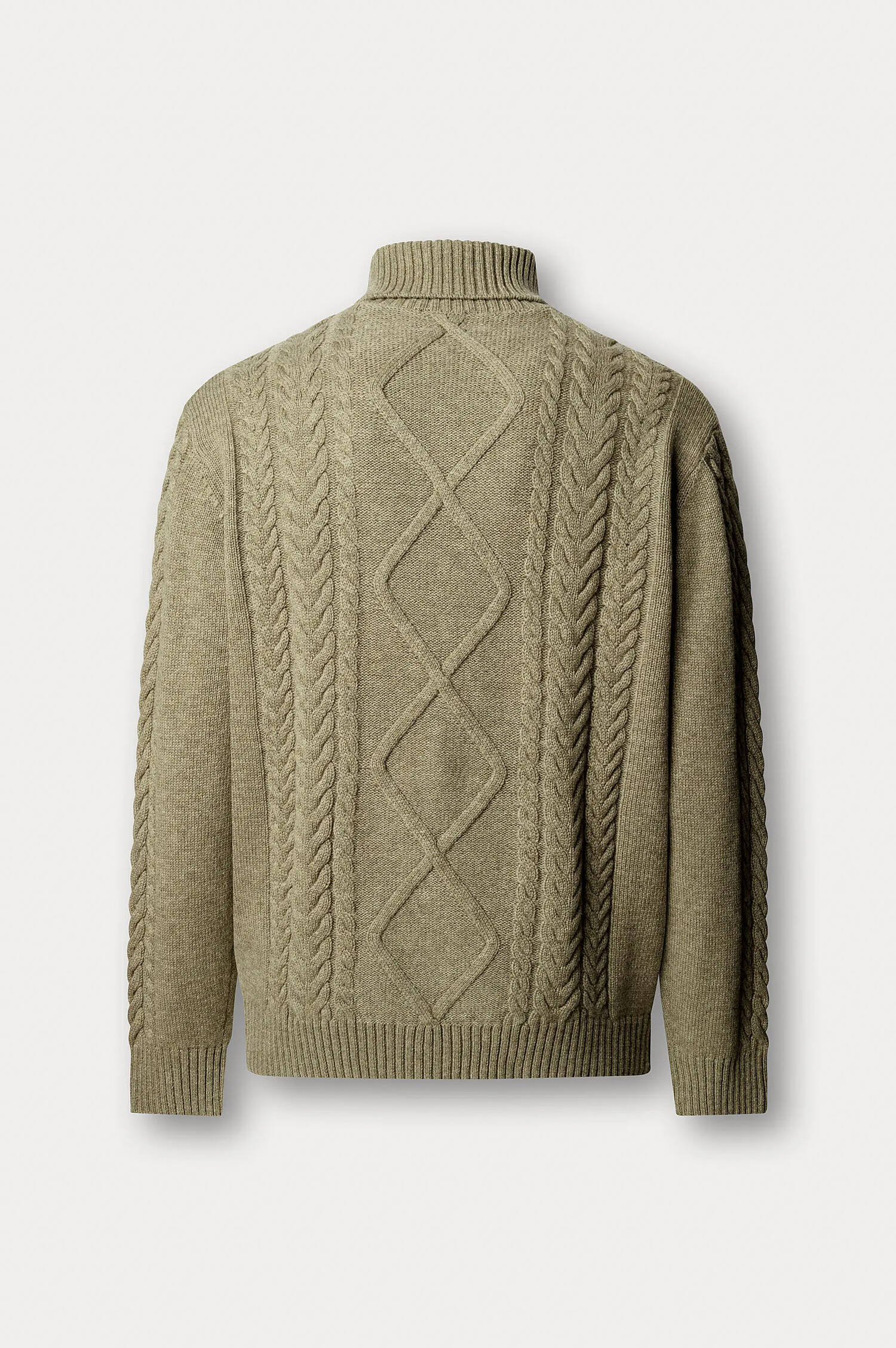 Zopfstrick-Pullover in Oliv
