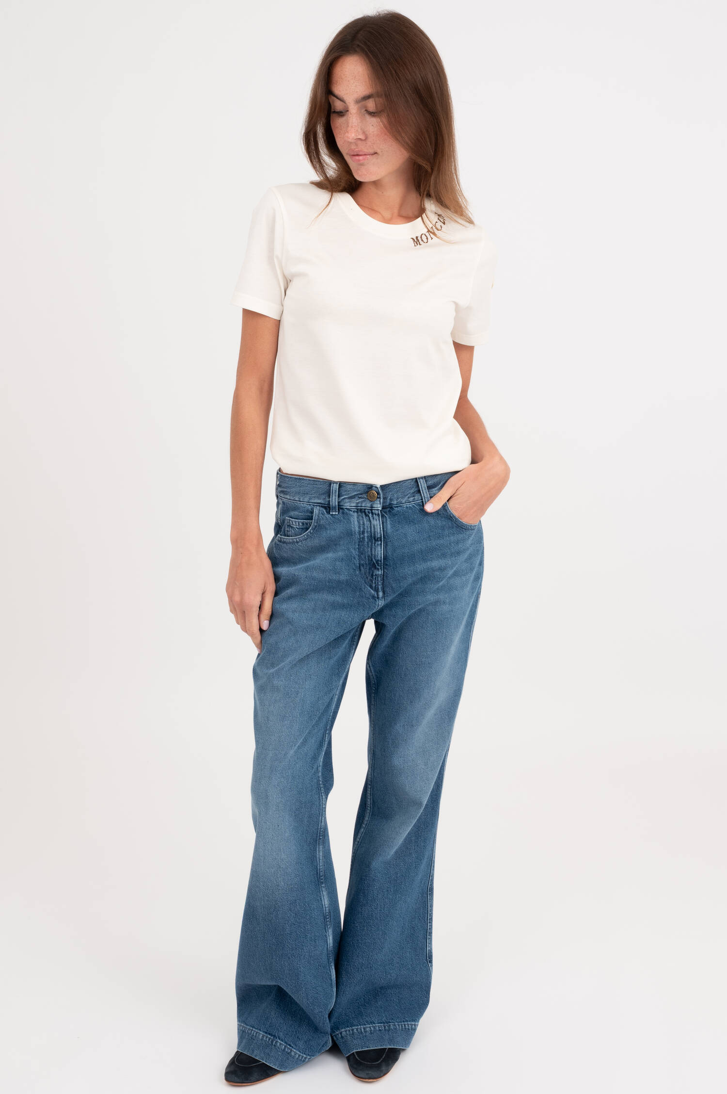 Wide Leg Jeans in Mittelblau