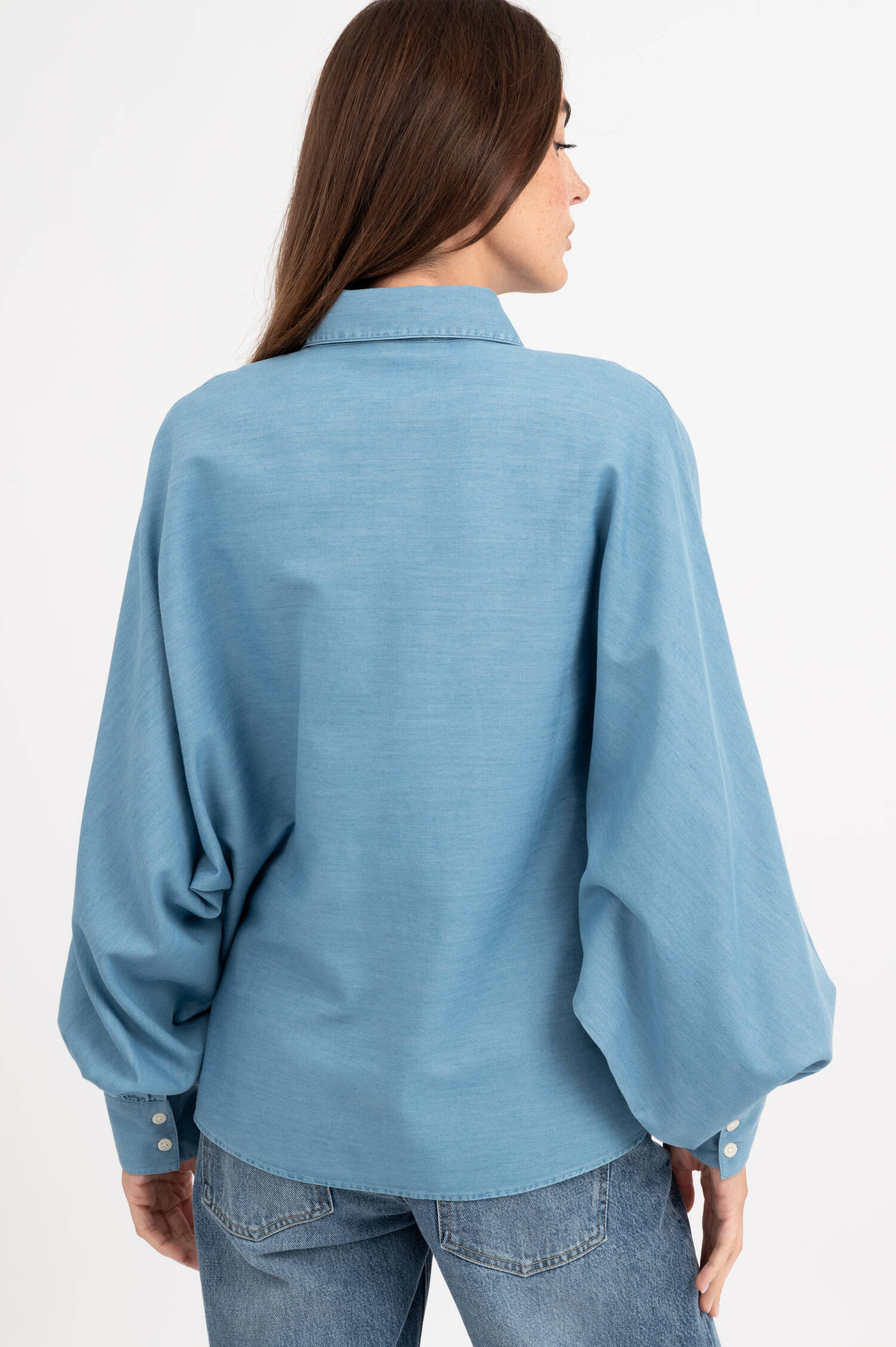 Melierte Bluse mit Batwingarm in Blau Melierte Bluse mit Batwingarm in Blau