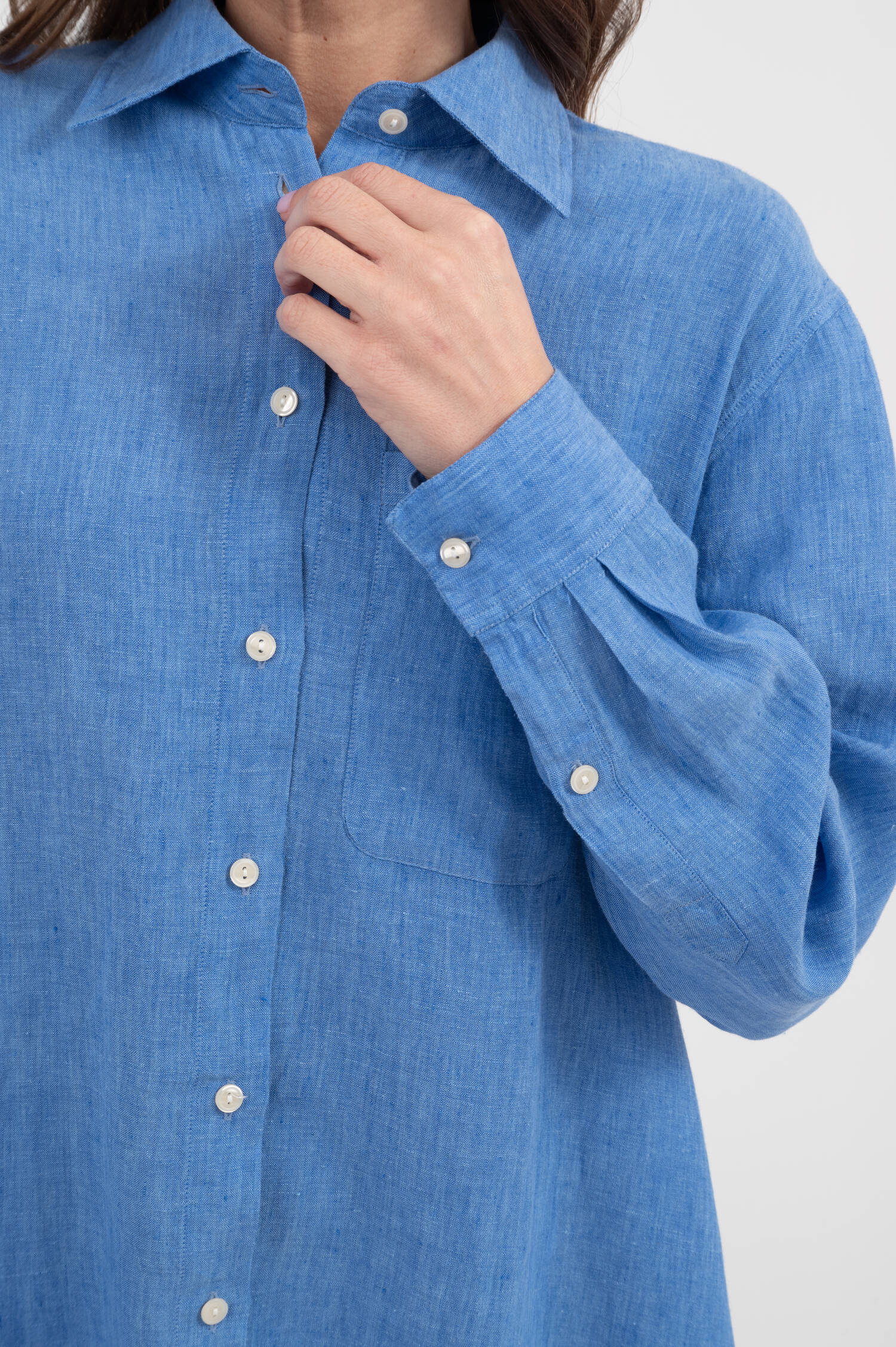 Leinenbluse TAHIA in Blau meliert