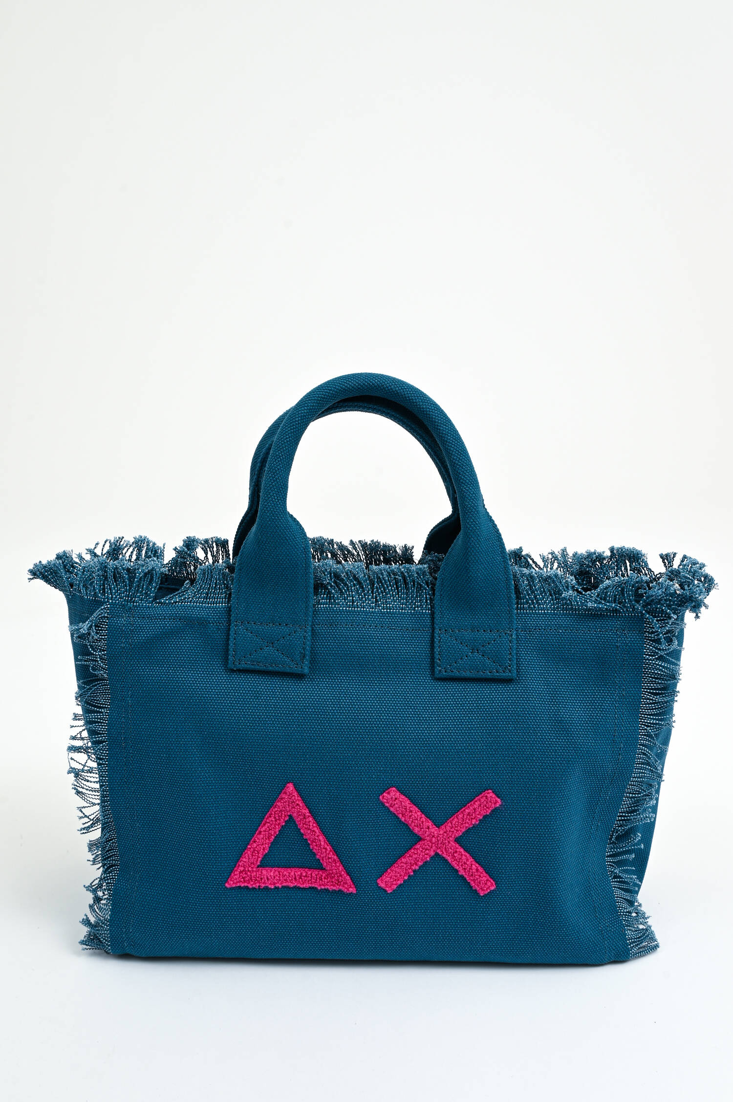 Large Canvas Tote mit Fransen in Blau