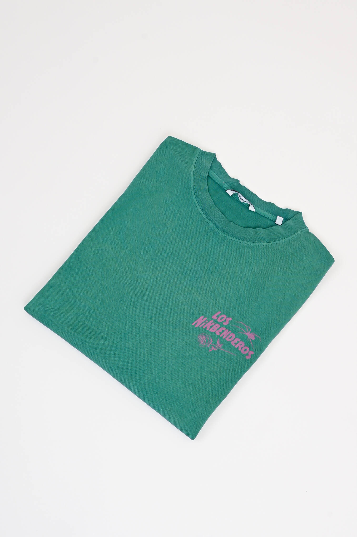 T-Shirt mit XXL-Backprint in Grün/Magenta