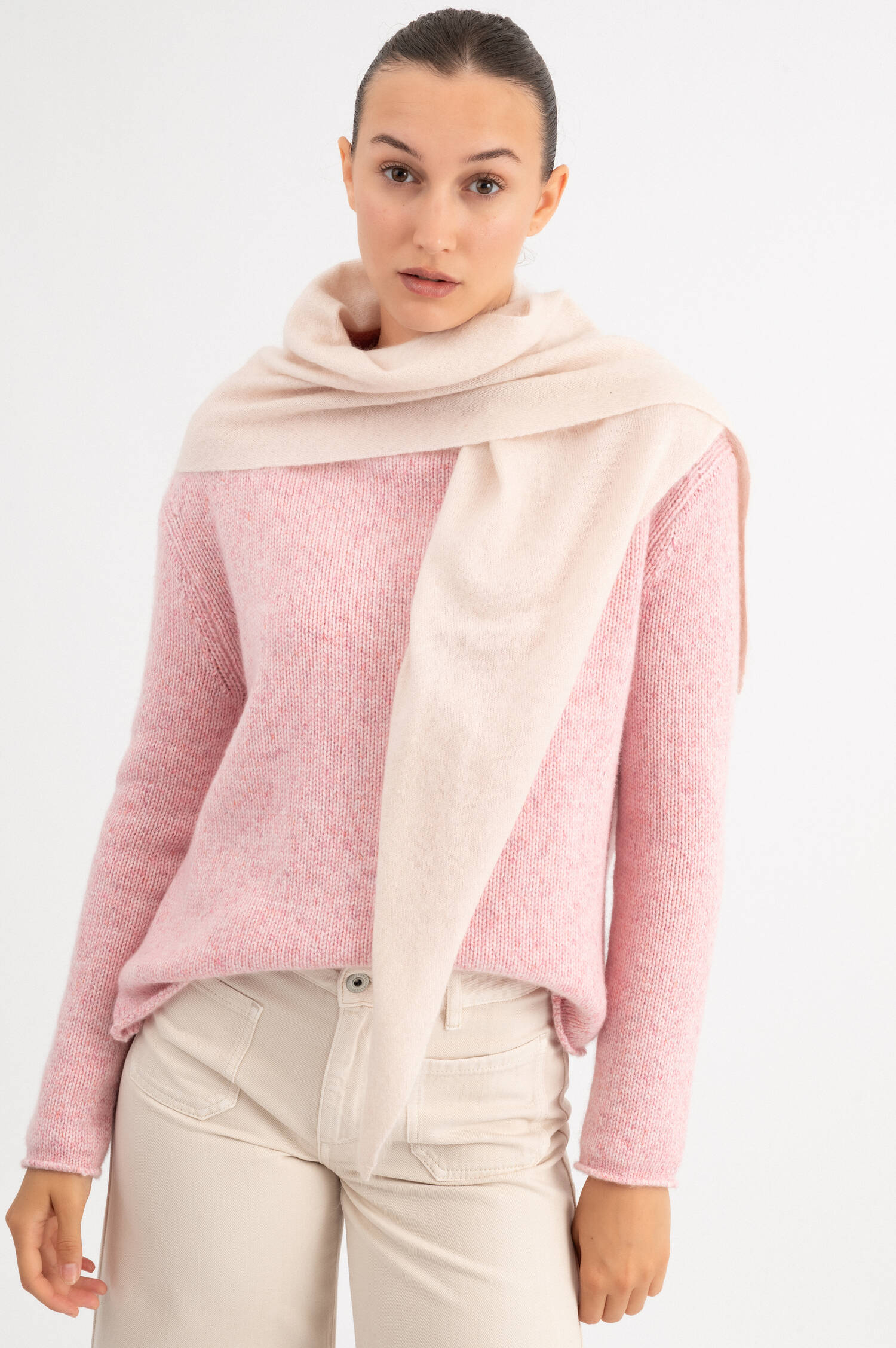 Cashmere-Woll Dreieckstuch in Beige Cashmere-Woll Dreieckstuch in Beige