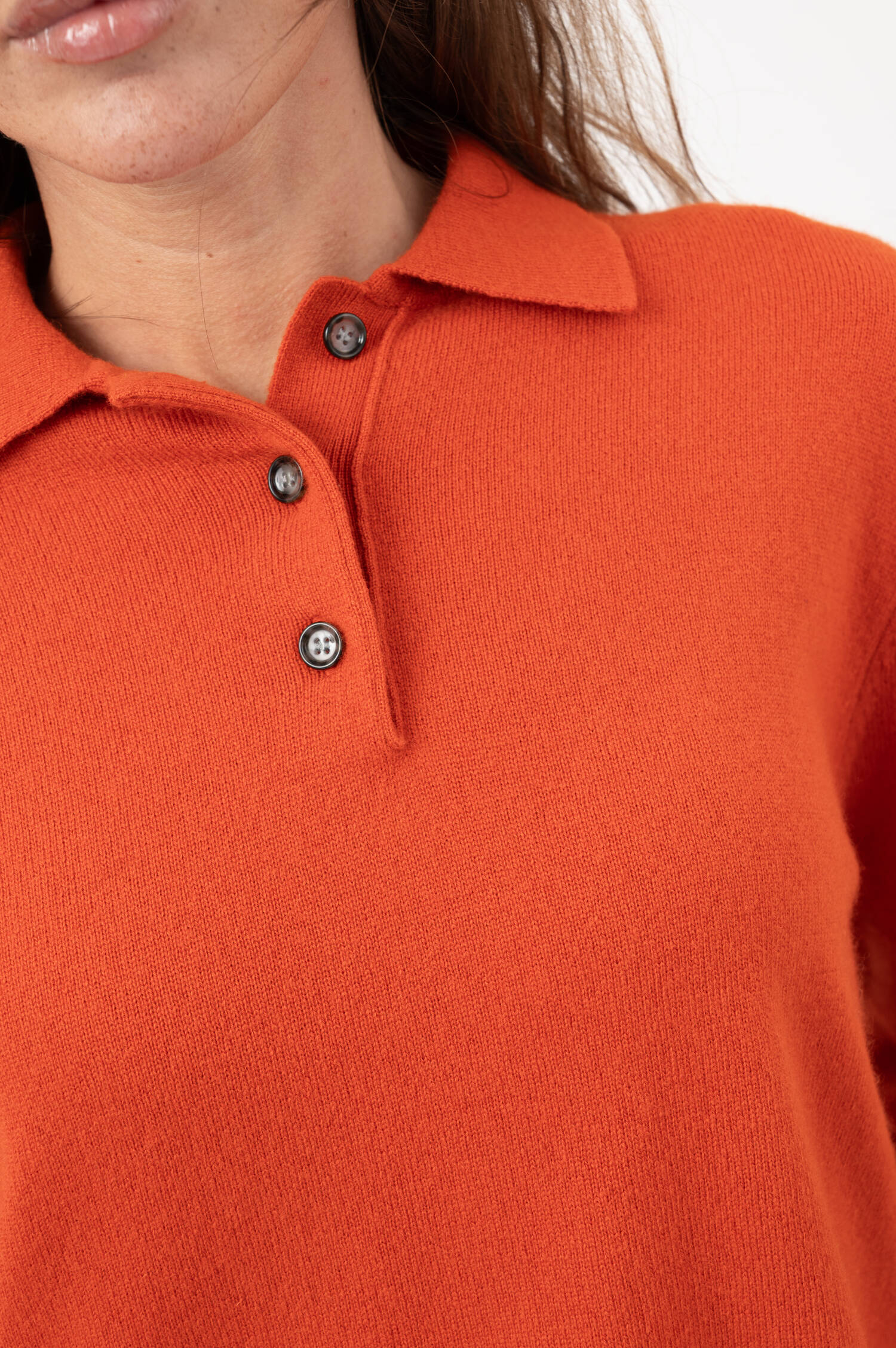 Cashmere-Polo-Pullover in Orange Cashmere-Polo-Pullover in Orange