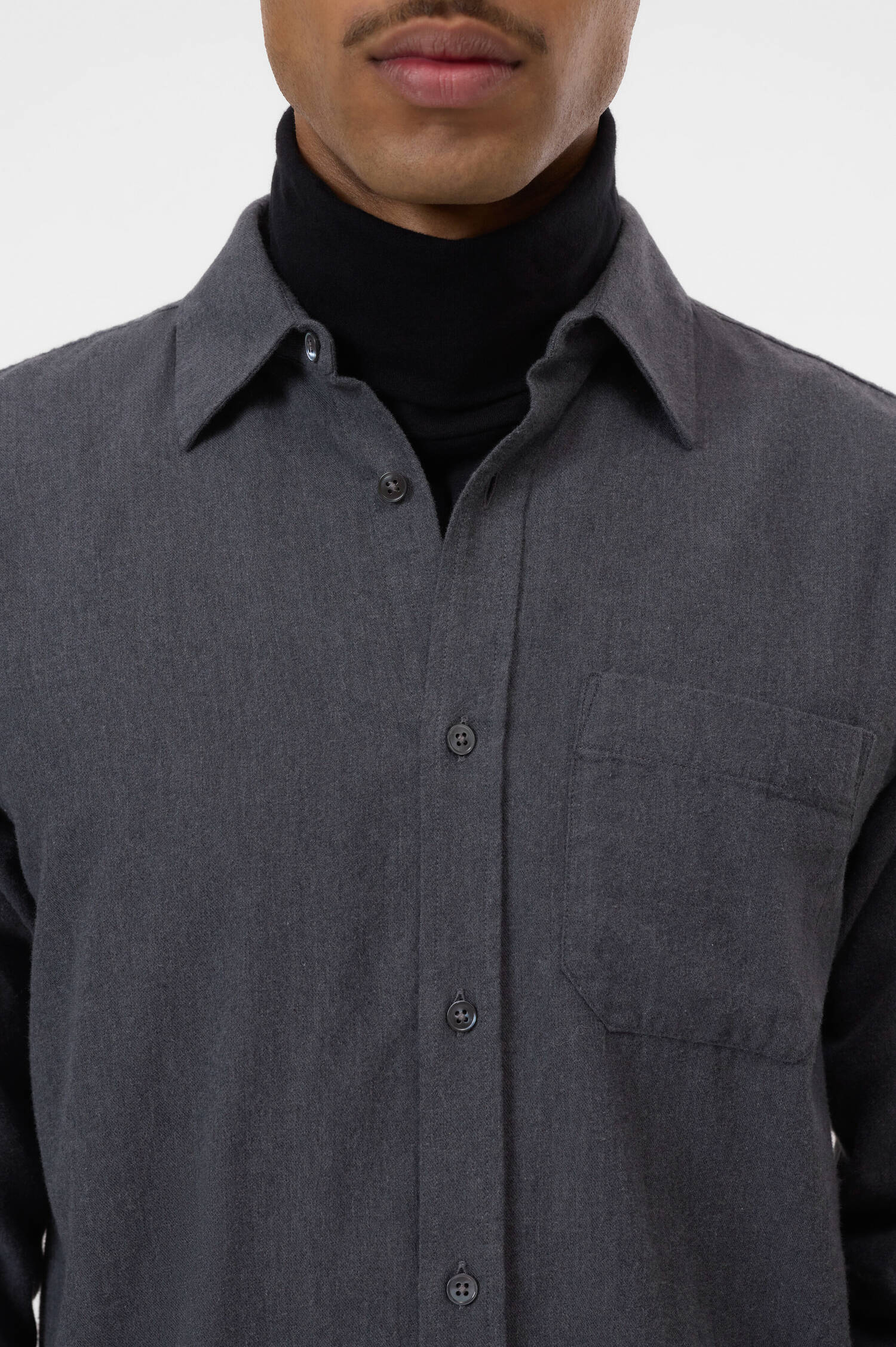 Flanell-Hemd aus Baumwolle in Dark Grey