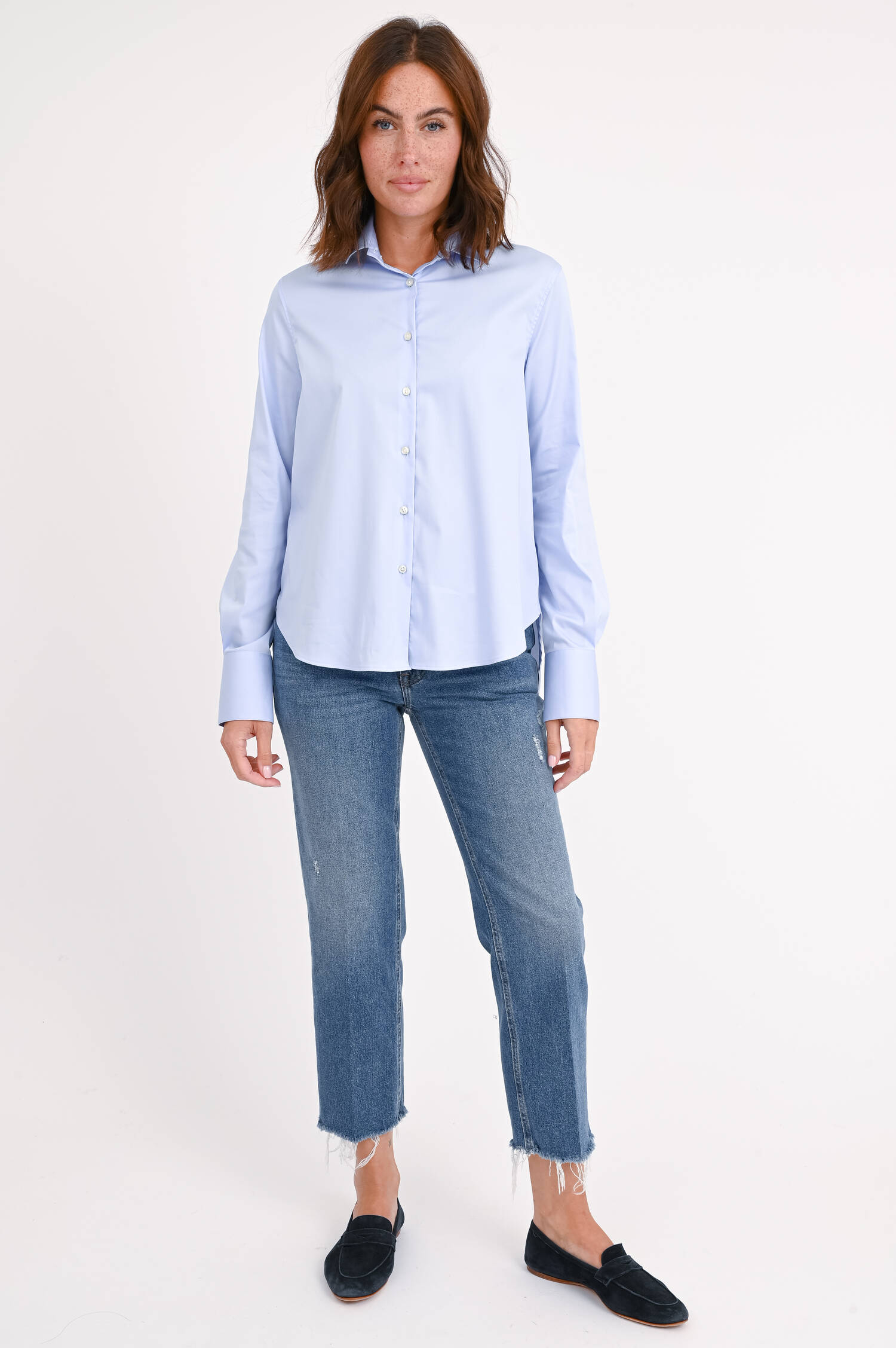 Klassische Bluse in Hellblau