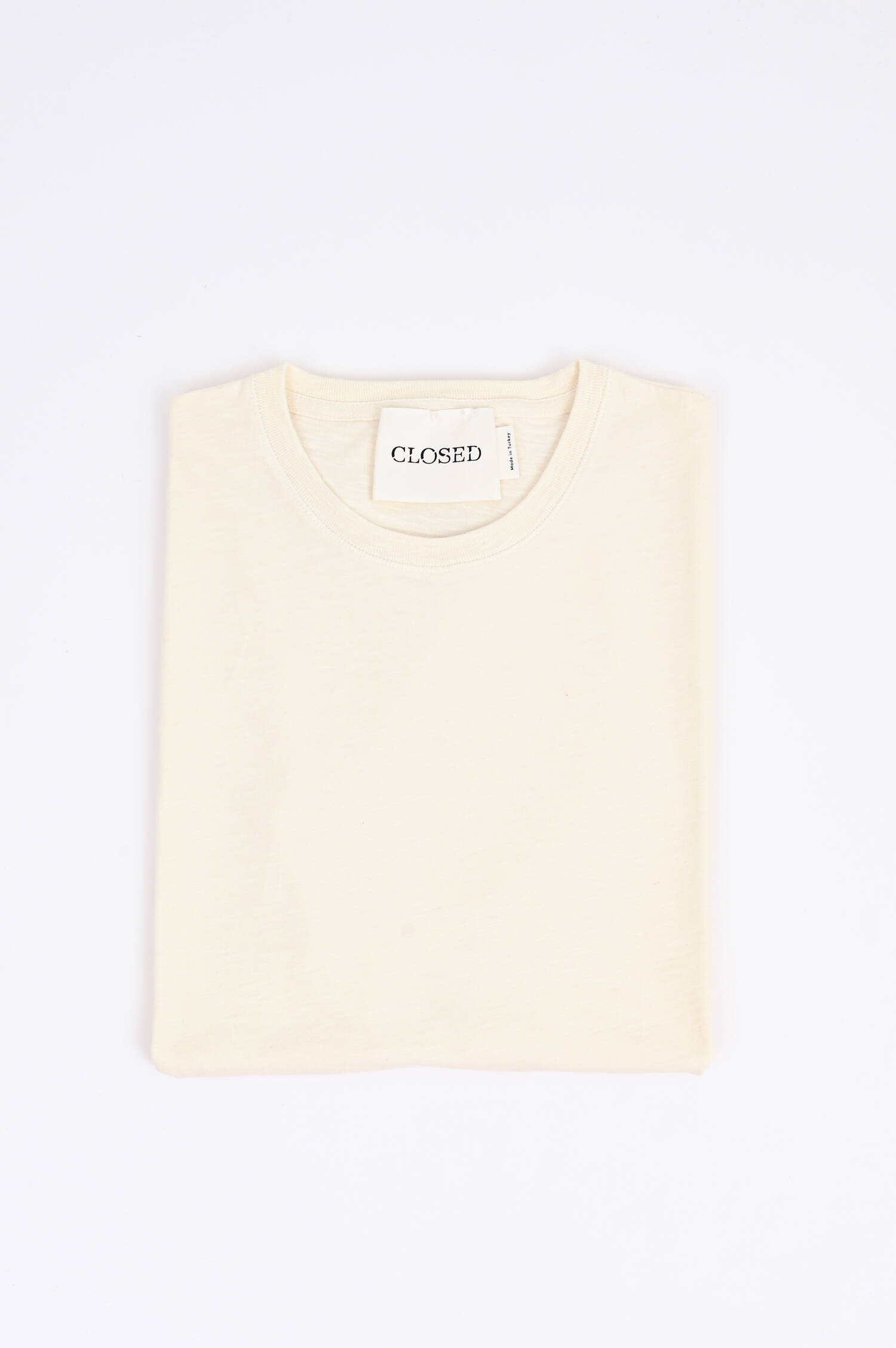 T-Shirt mit Logo-Stickerei in Creme