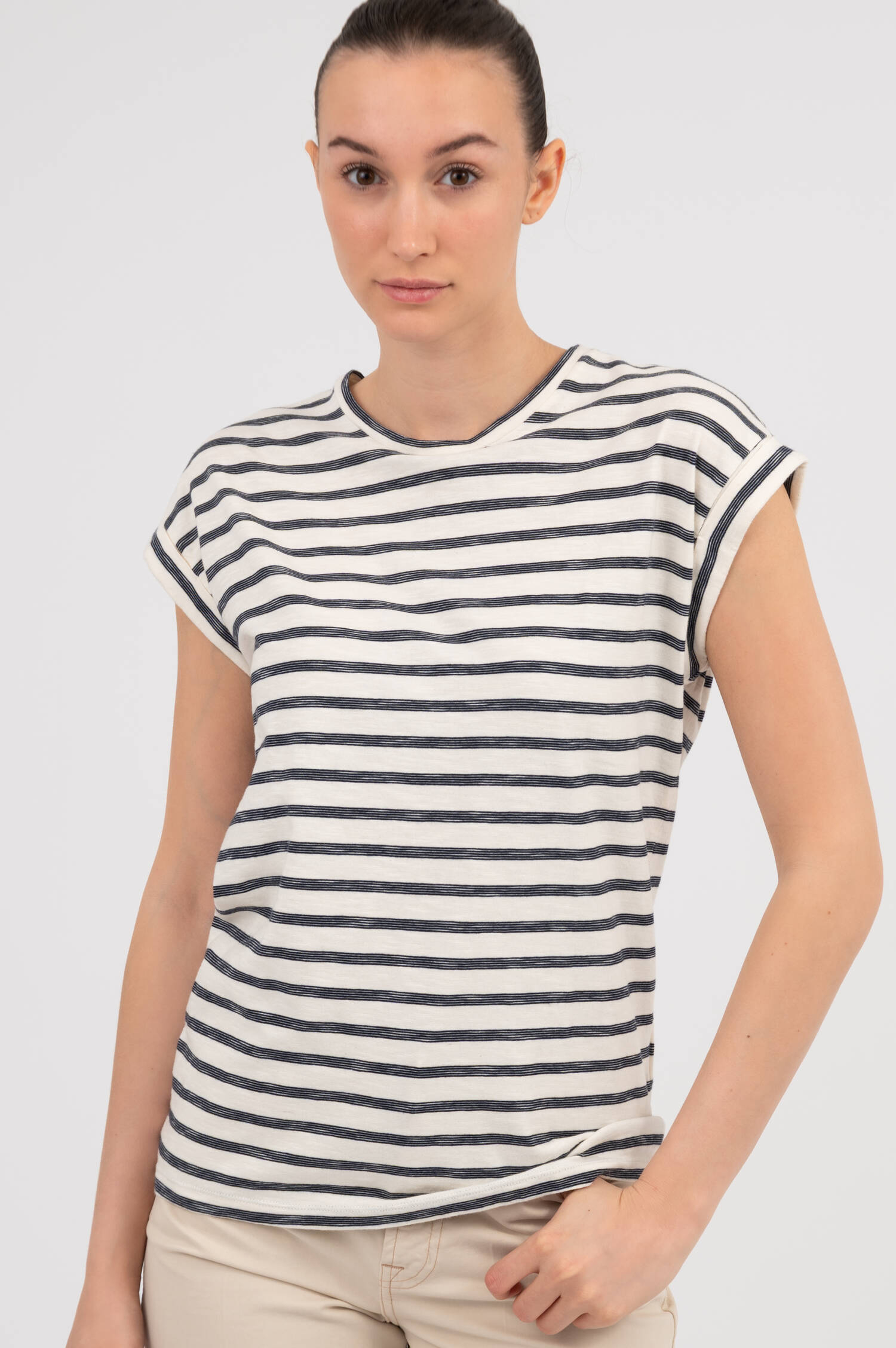 T-Shirt TISHA in Navyblau/Weiß gestreift