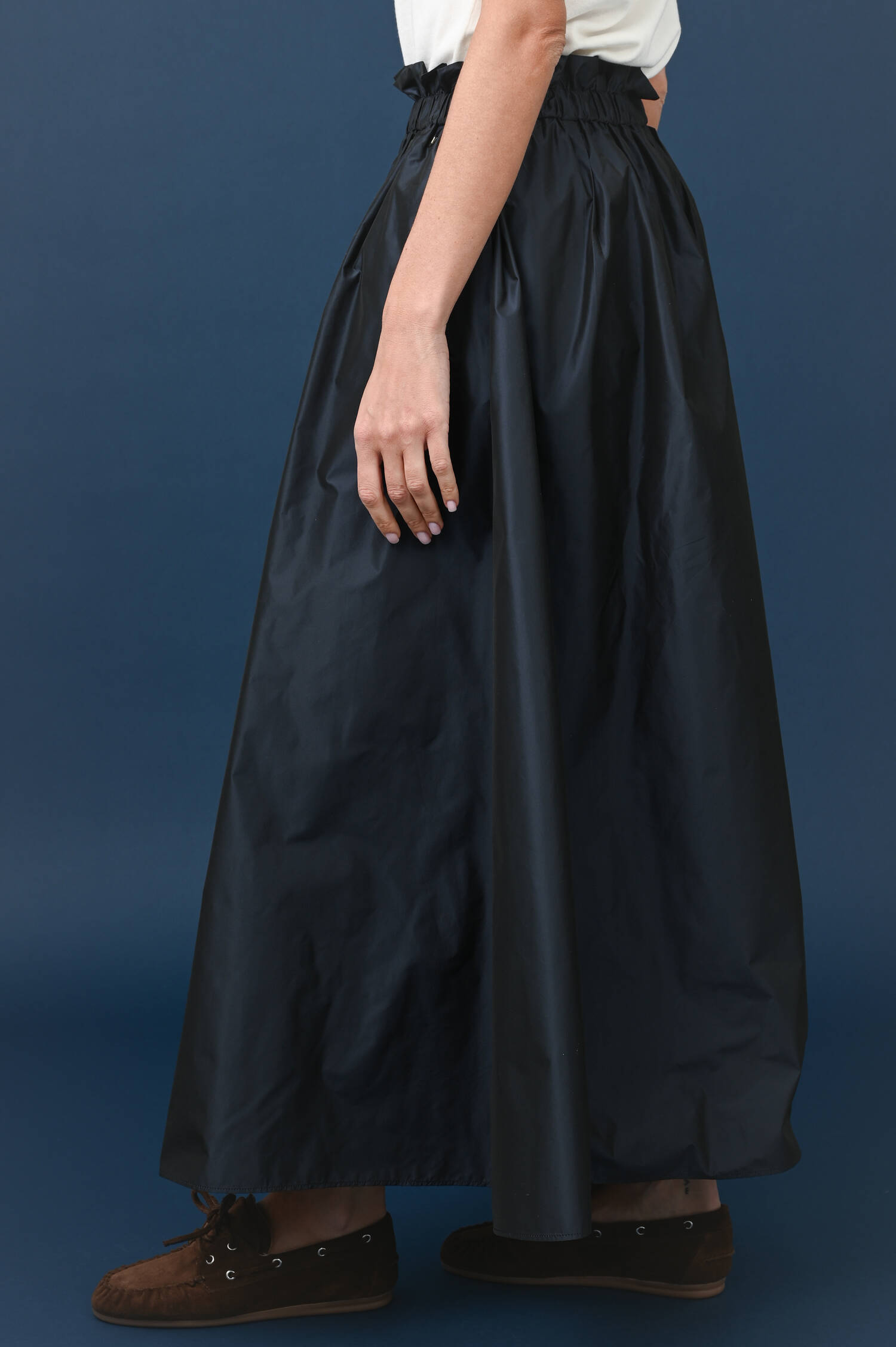 Midirock mit Rüschen am Bund in Blau