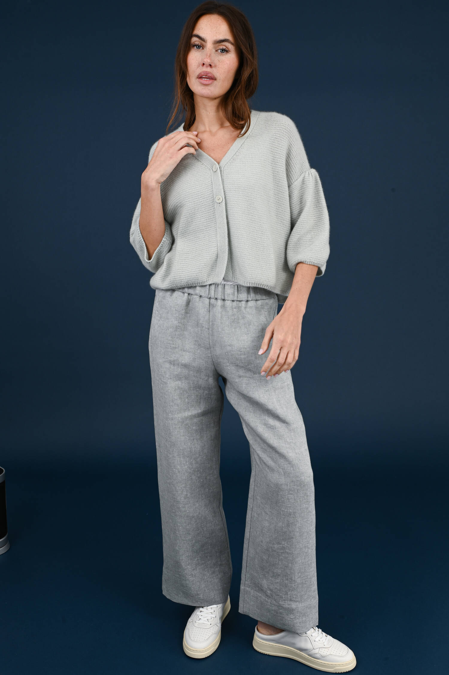 Baumwoll/Cashmere Strickweste in Salbei Baumwoll/Cashmere Strickweste in Salbei