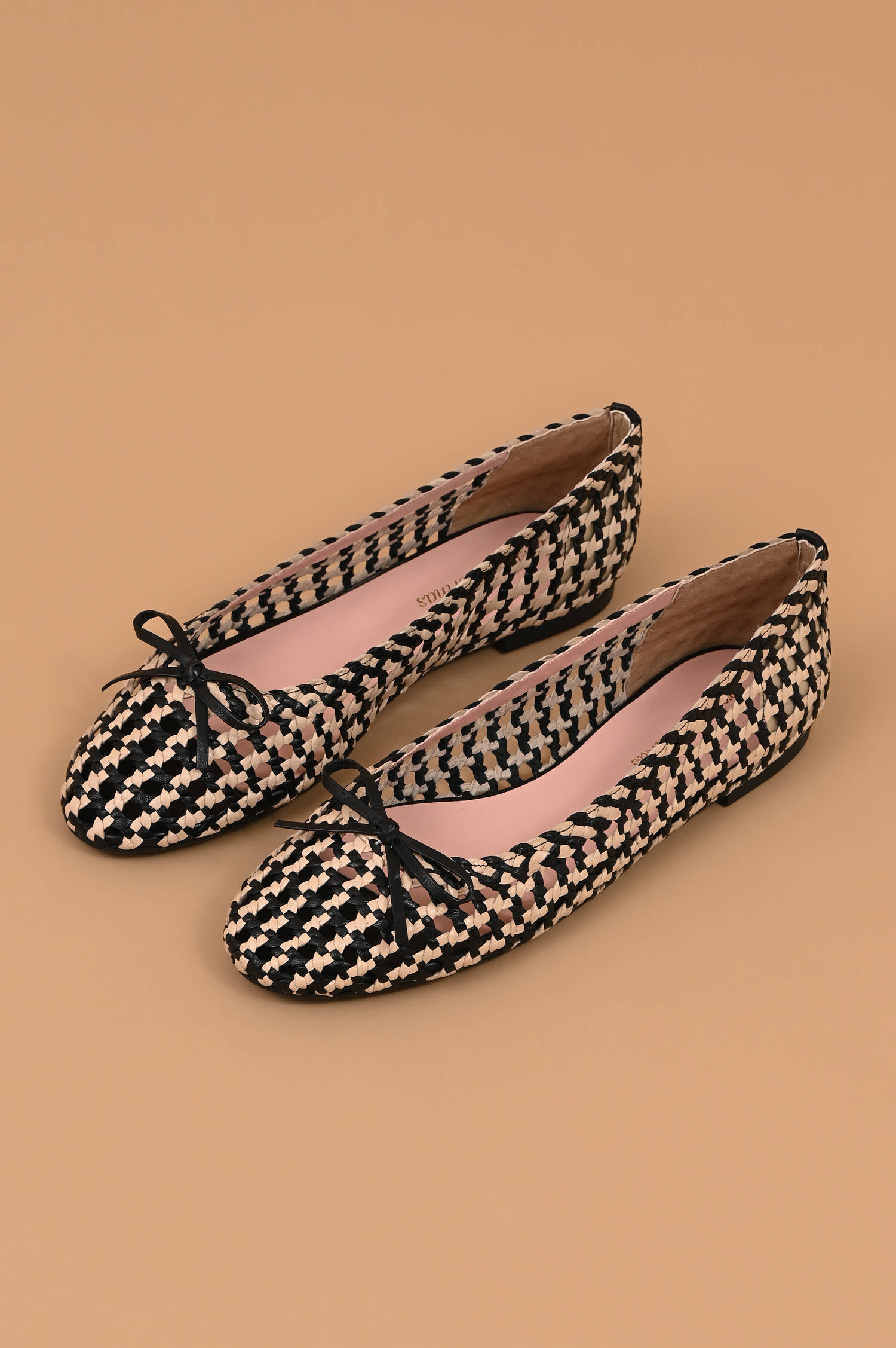 Ballerina mit Schachbrettoptik in Schwarz/Beige