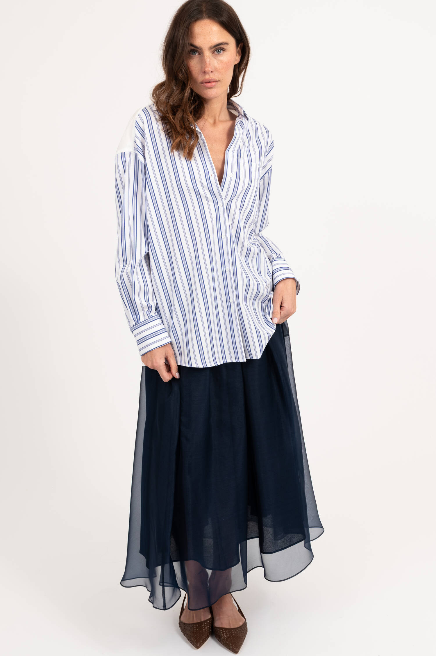 Bluse TESSILE in Blau/Weiß