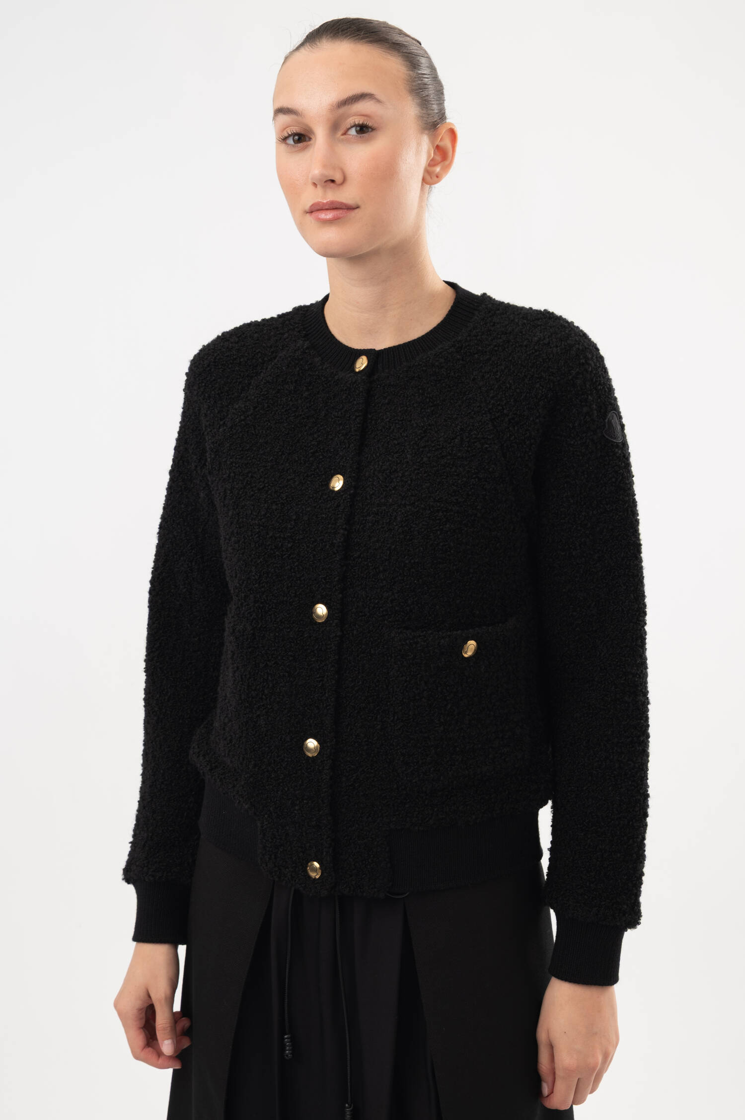 Bouclé-Cardigan in Schwarz