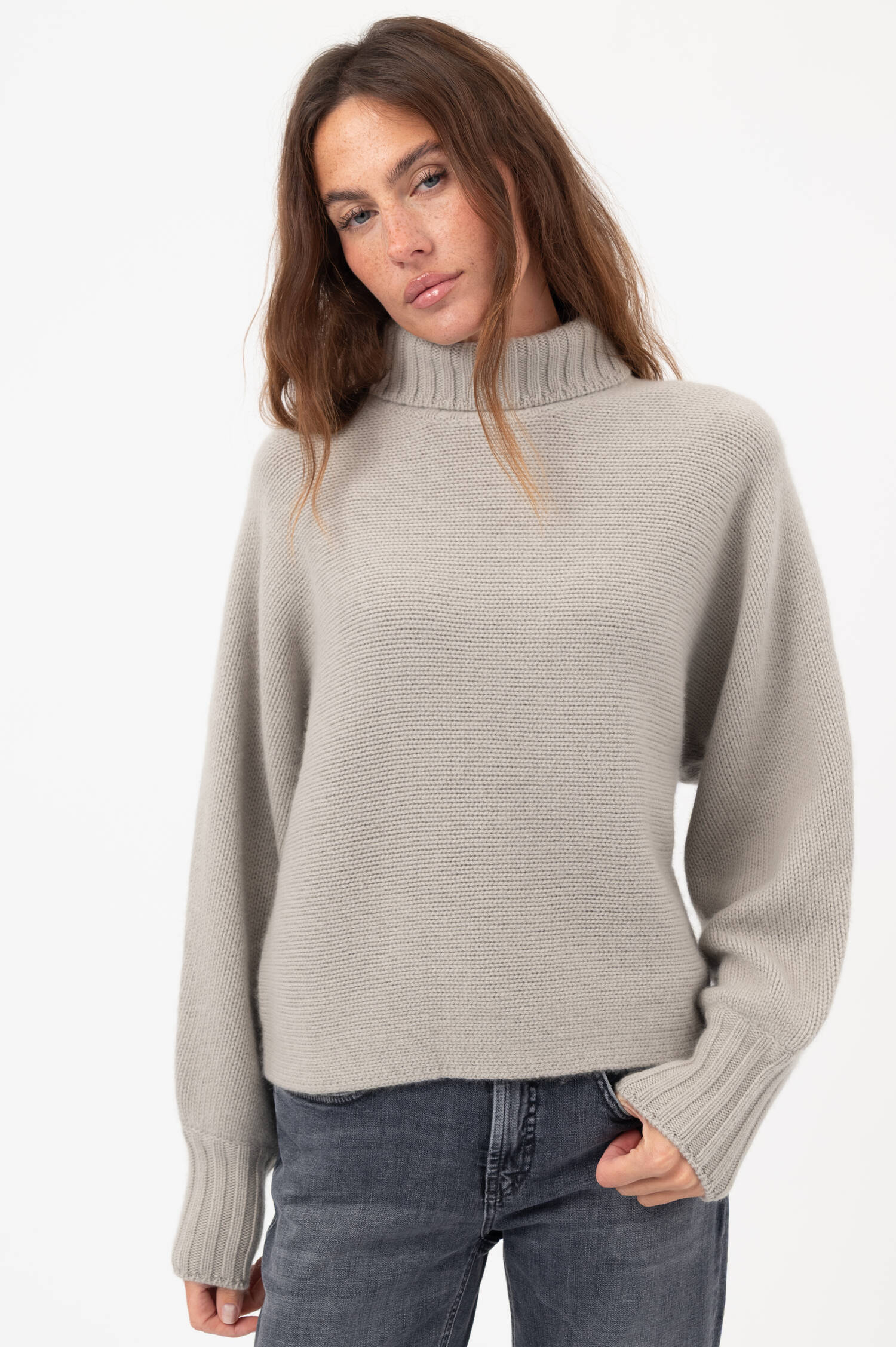 Rollkragen-Woll-Pullover MARINA in Beige Rollkragen-Woll-Pullover MARINA in Beige