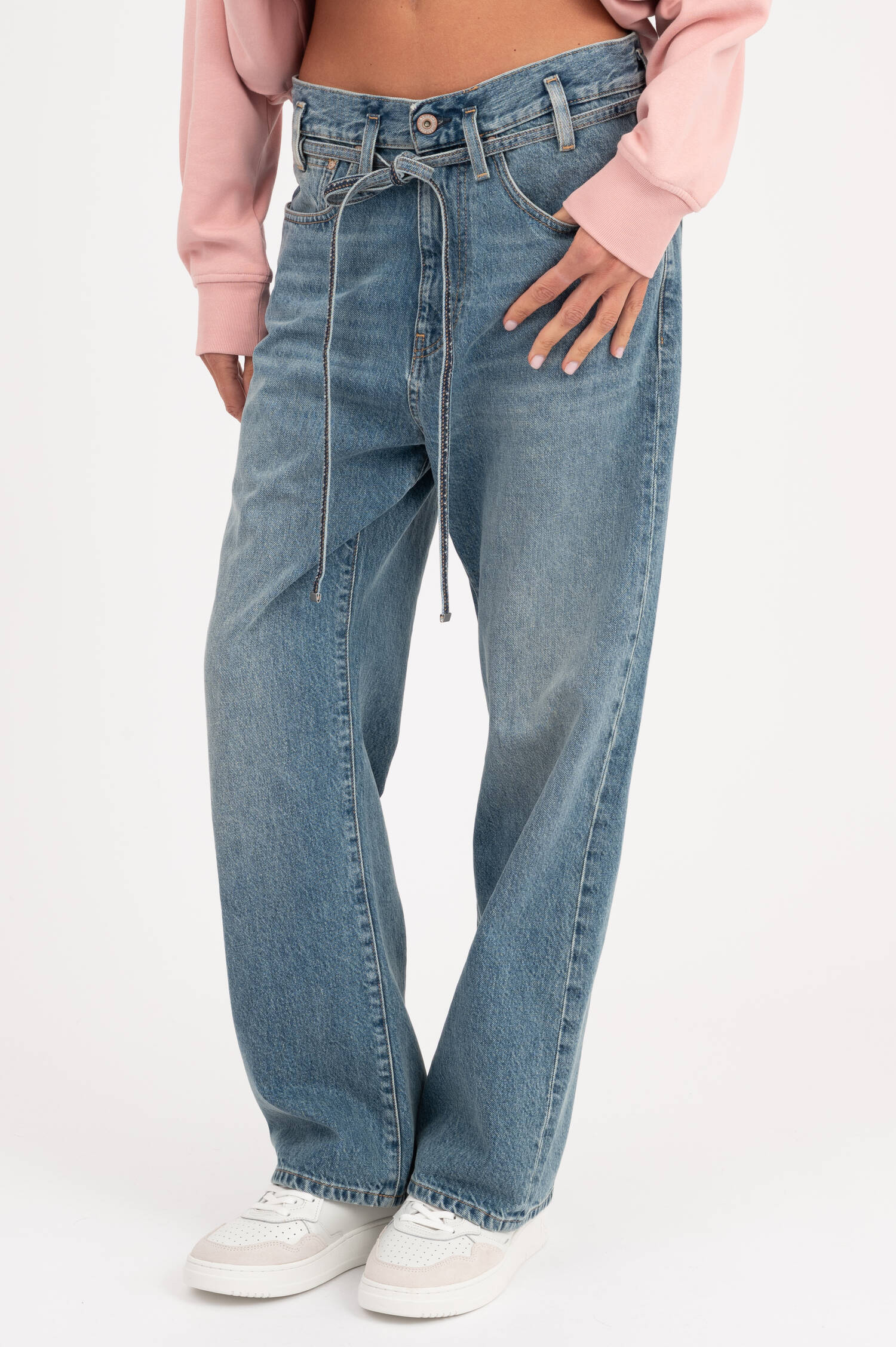 Cropped Paperbag Jeans COOLIO in Mittelblau Cropped Paperbag Jeans COOLIO in Mittelblau