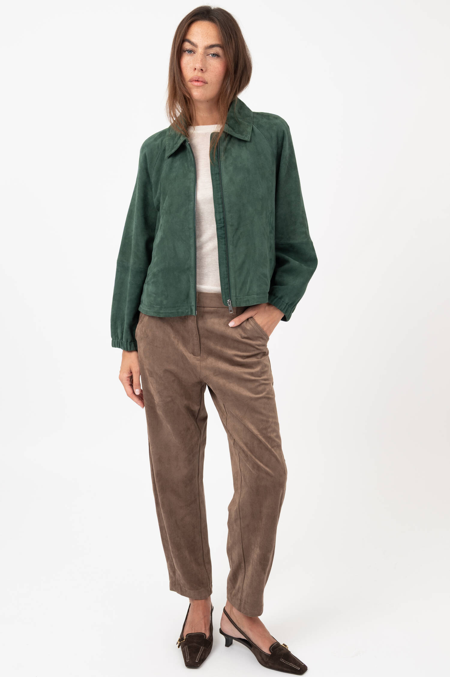Velourslederjacke ZUPPA in Dunkelgrün Velourslederjacke ZUPPA in Dunkelgrün