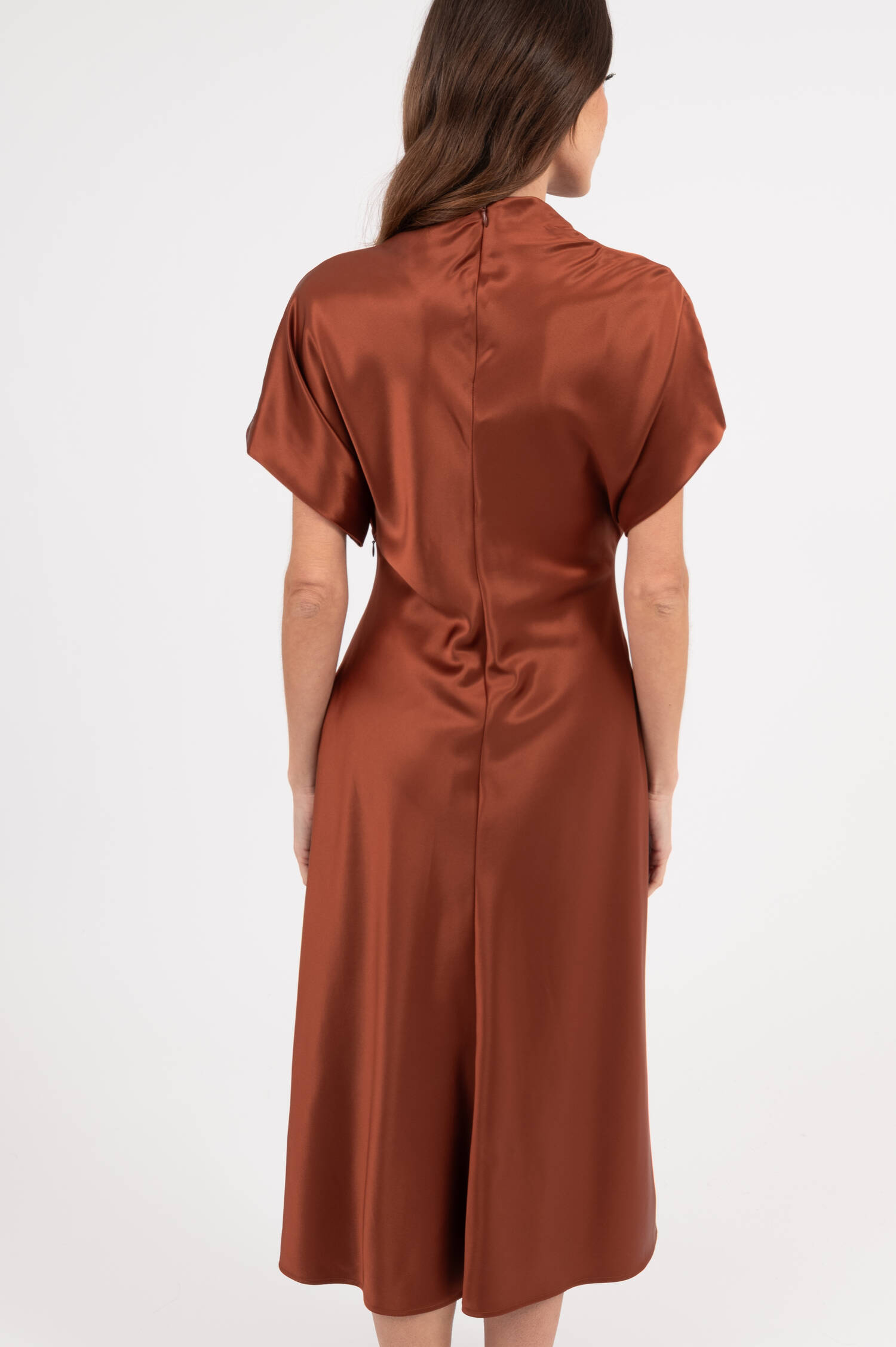 Satin Kleid ALIVIA in Rustbraun