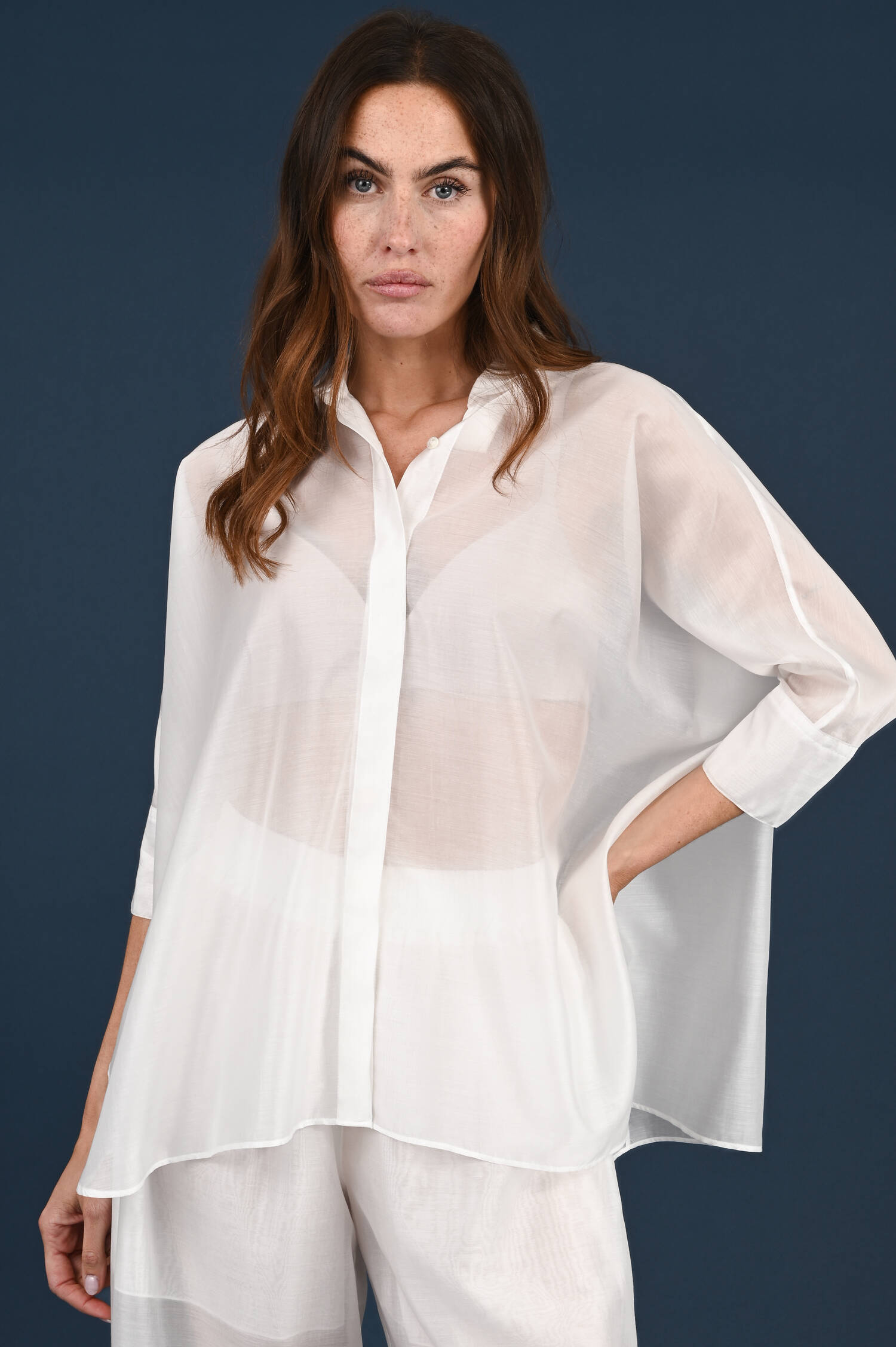 Weite Bluse in Bianco