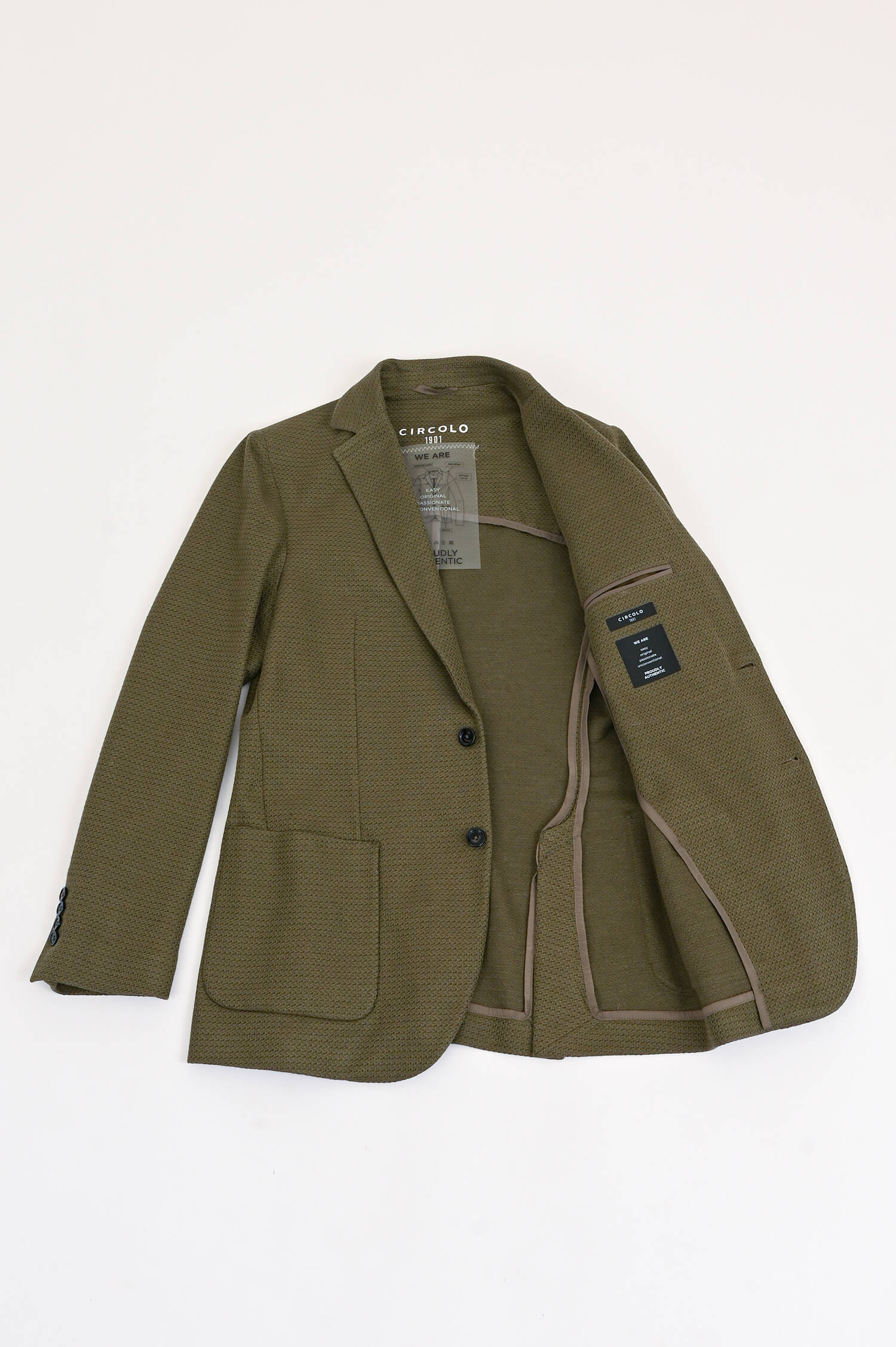 Sakko aus Baumwoll-Leinen-Mix in Khaki