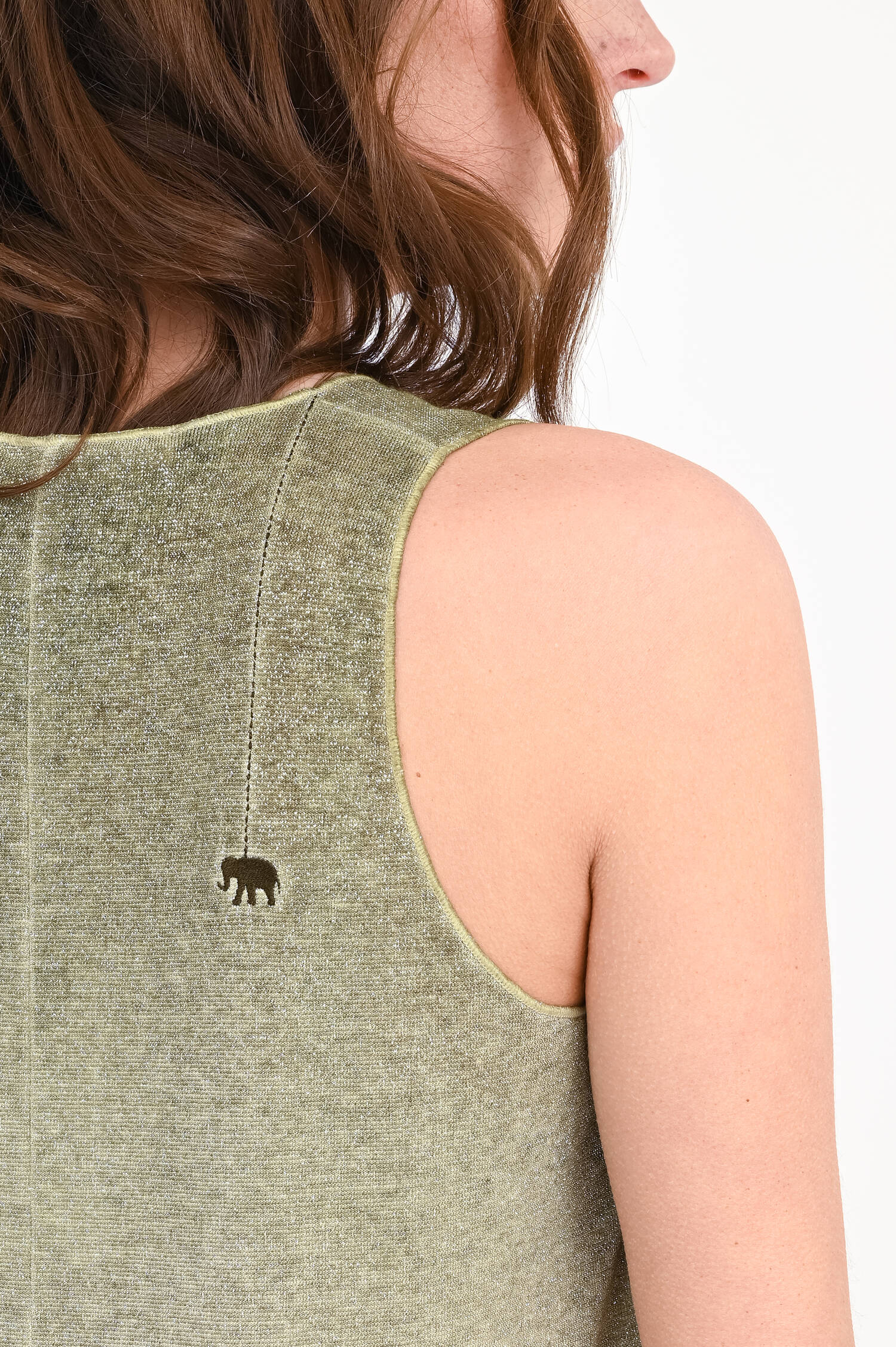 Glitzer-Top LUA mit V-Neck in Dark Green