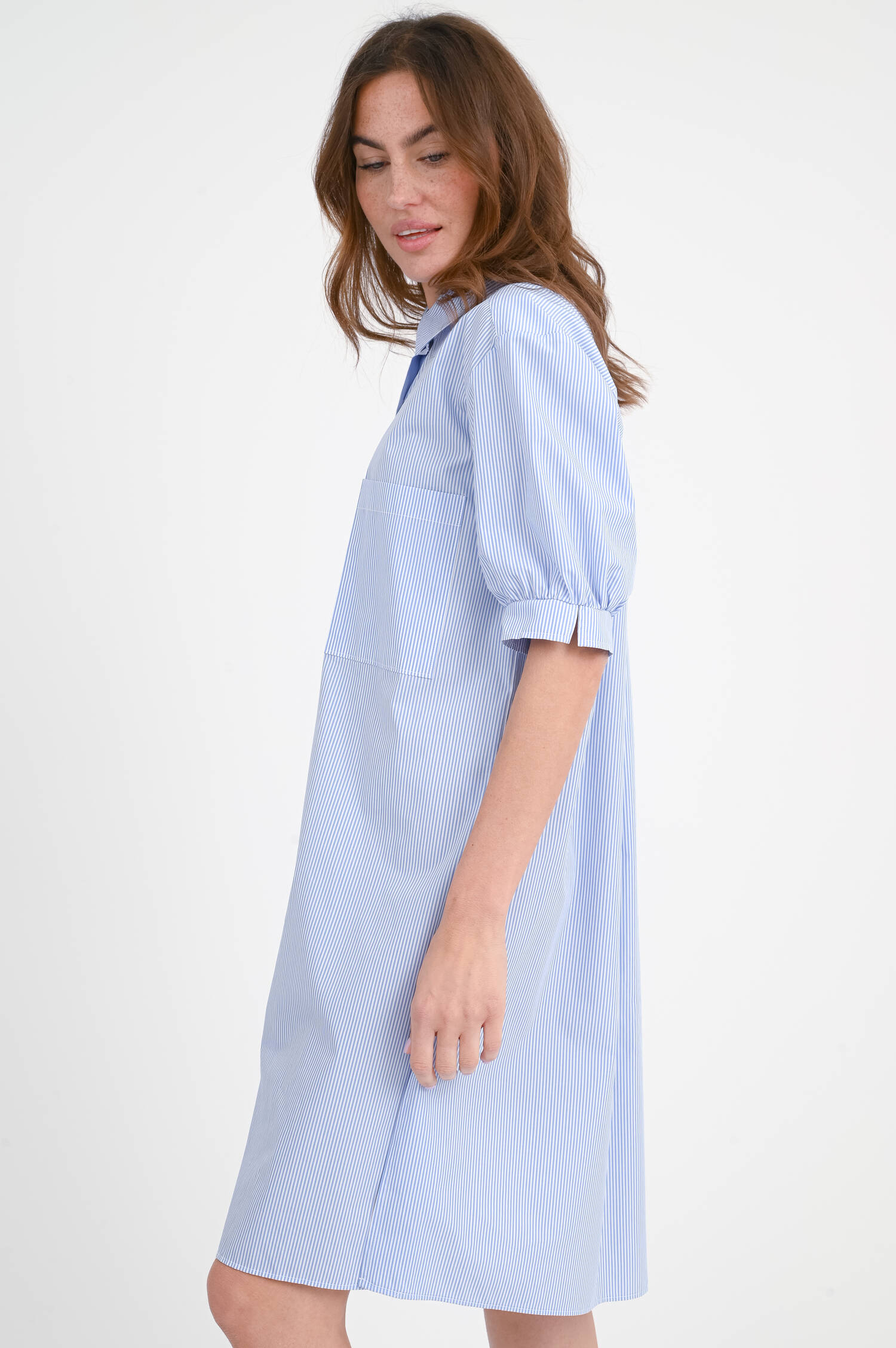 Blusenkleid OTESSA in Mittelblau/Weiß gestreift