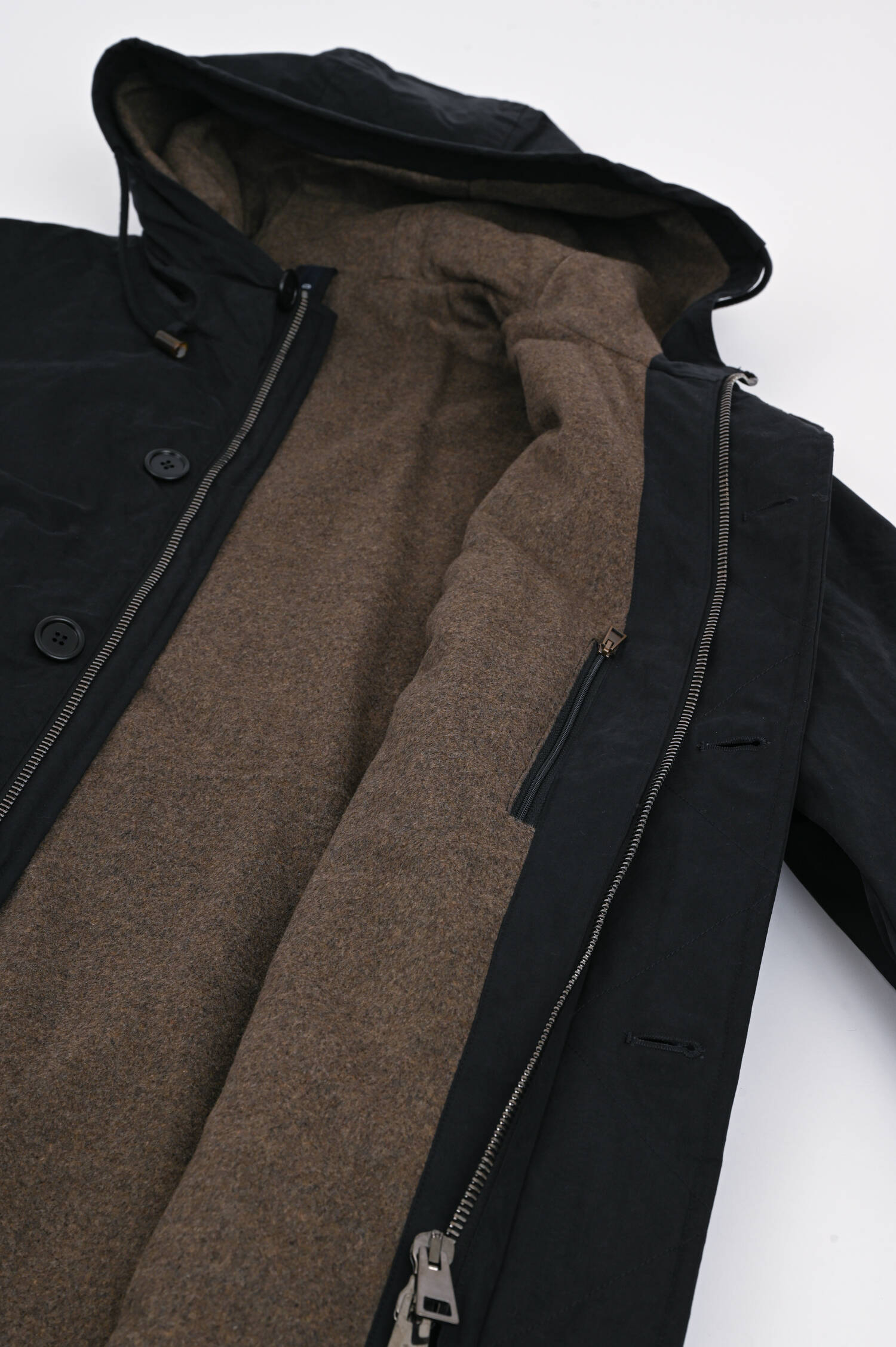 Parka aus Material-Mix in Navy