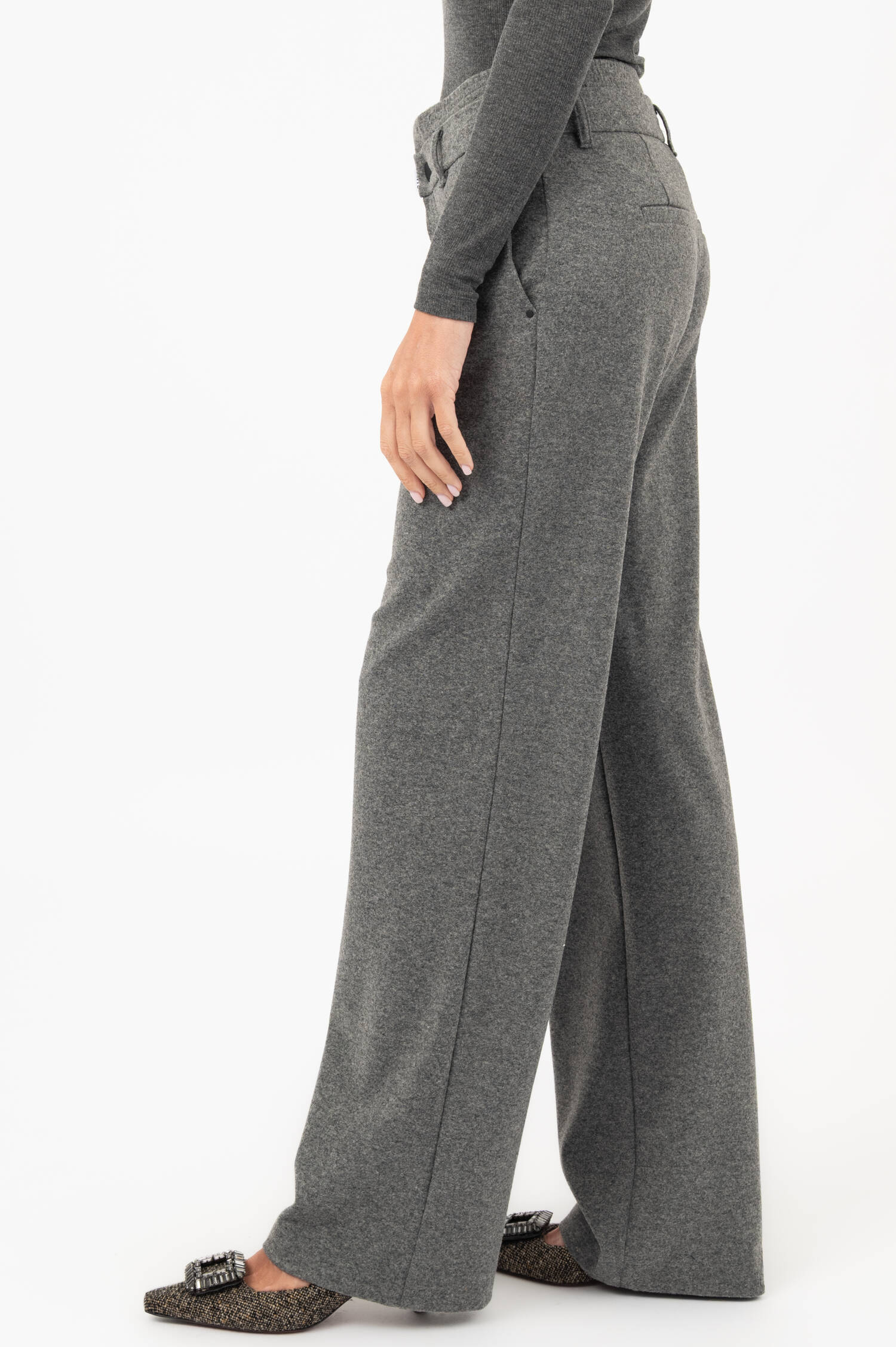 High-Waist-Hose THE SUPER B in Grau meliert