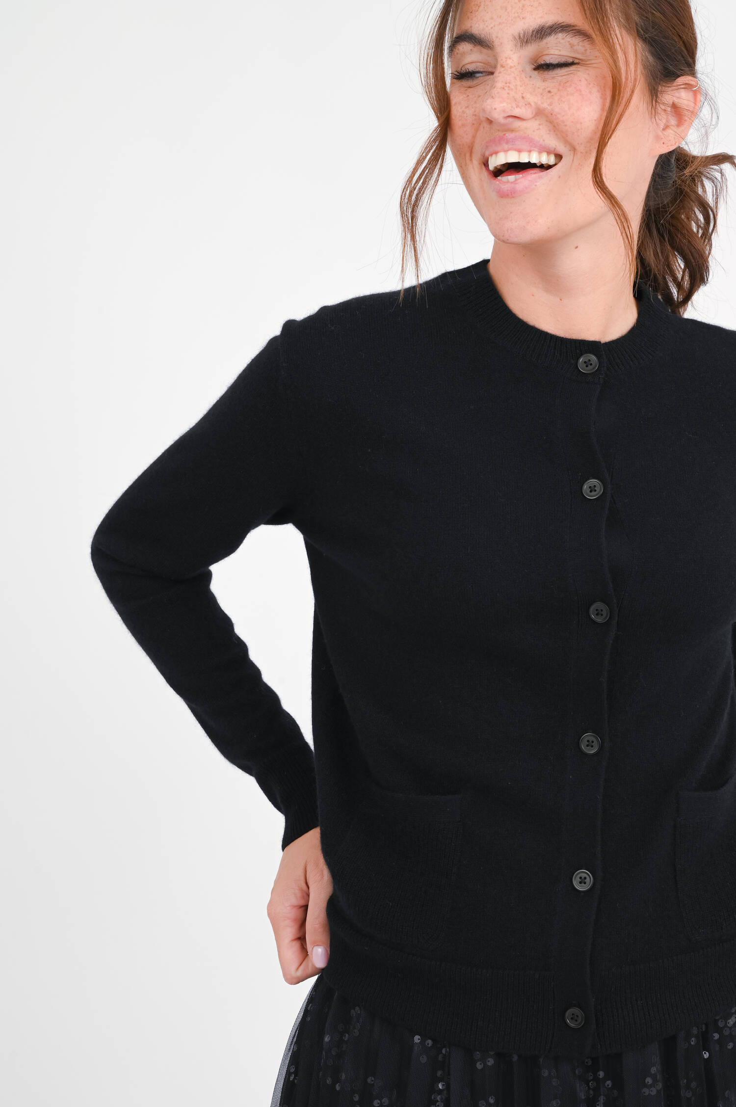 Strickjacke aus Cashmere in Schwarz