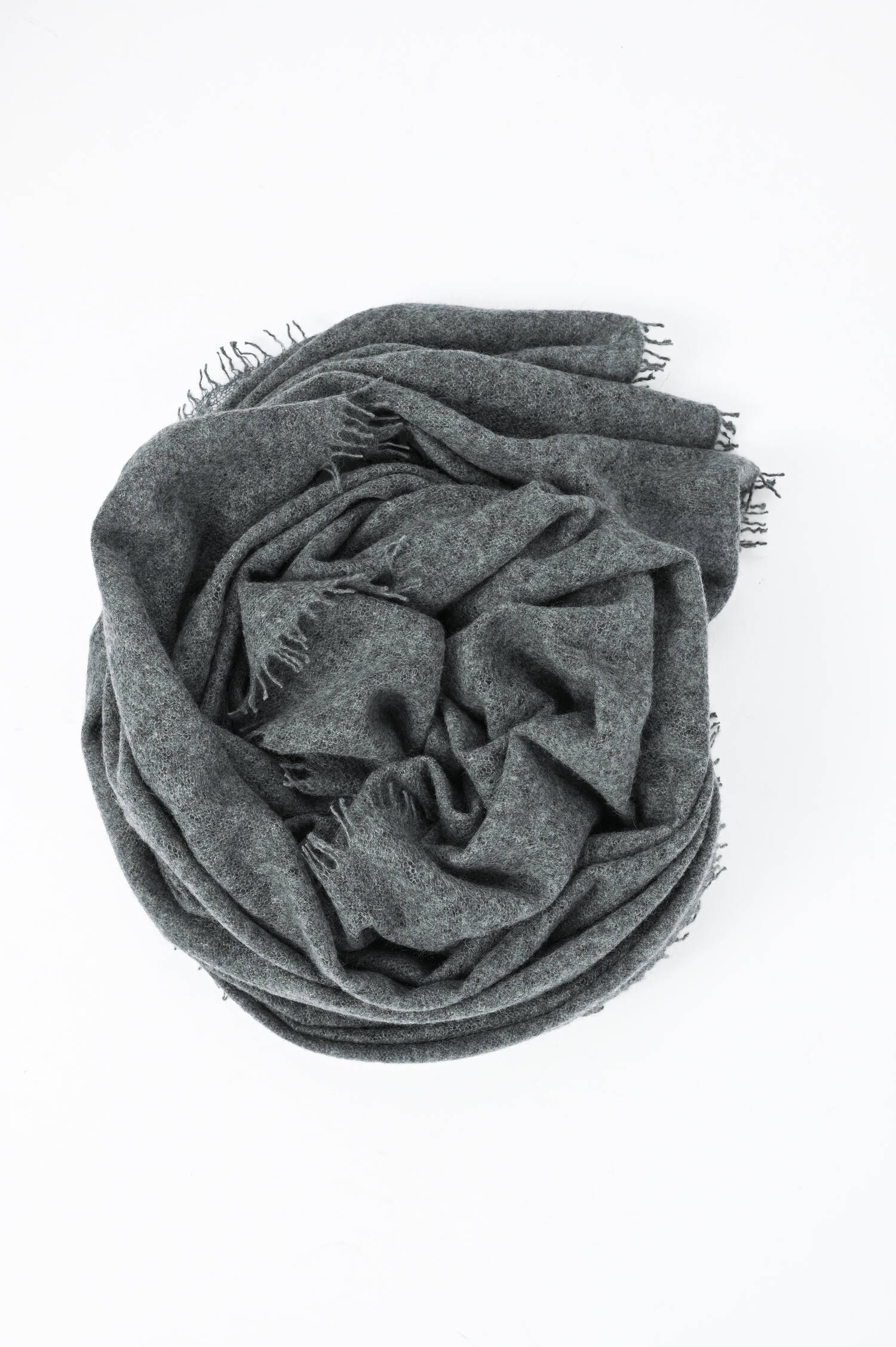 Cashmere-Schal mit Fransen in Dunkelgrau meliert Cashmere-Schal mit Fransen in Dunkelgrau meliert