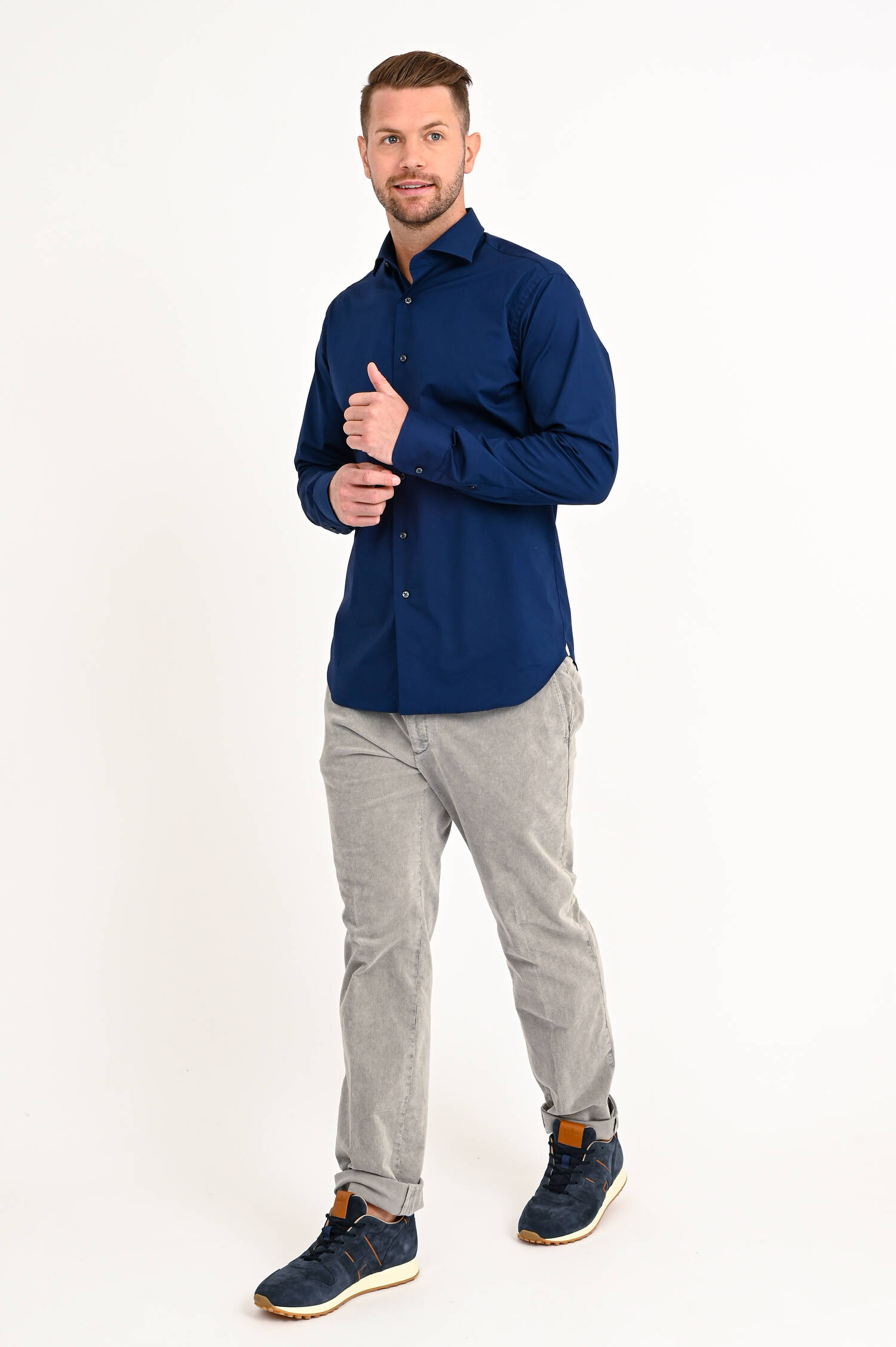 Popelin Hemd in Navy