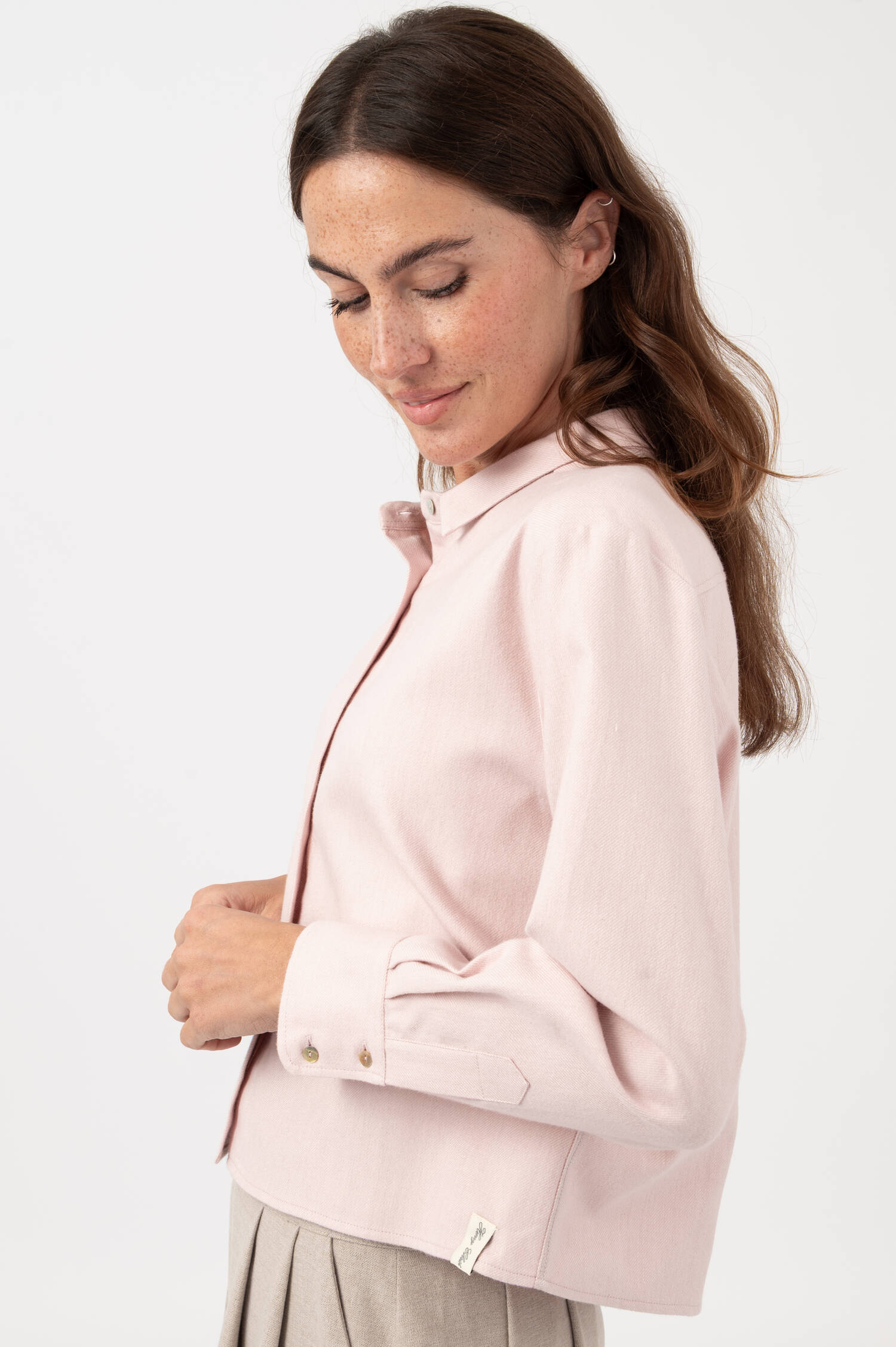 Cropped Bluse aus Baumwollflanell in Rosa Cropped Bluse aus Baumwollflanell in Rosa