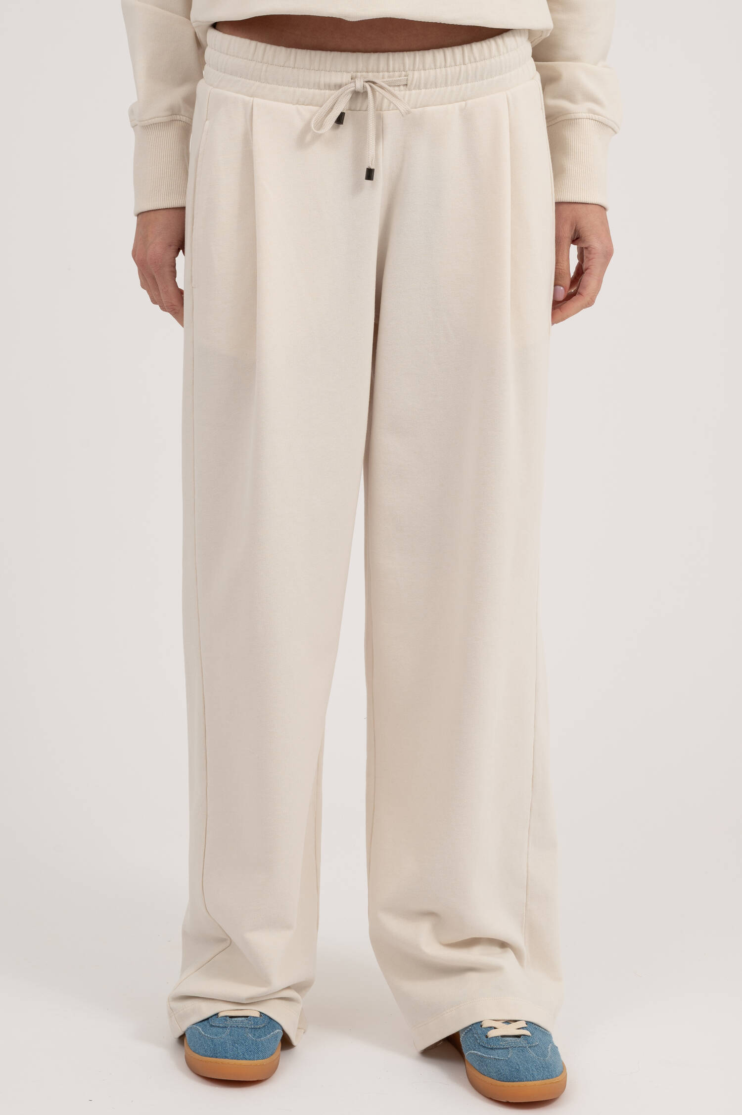 Hose mit weitem Bein in Creme