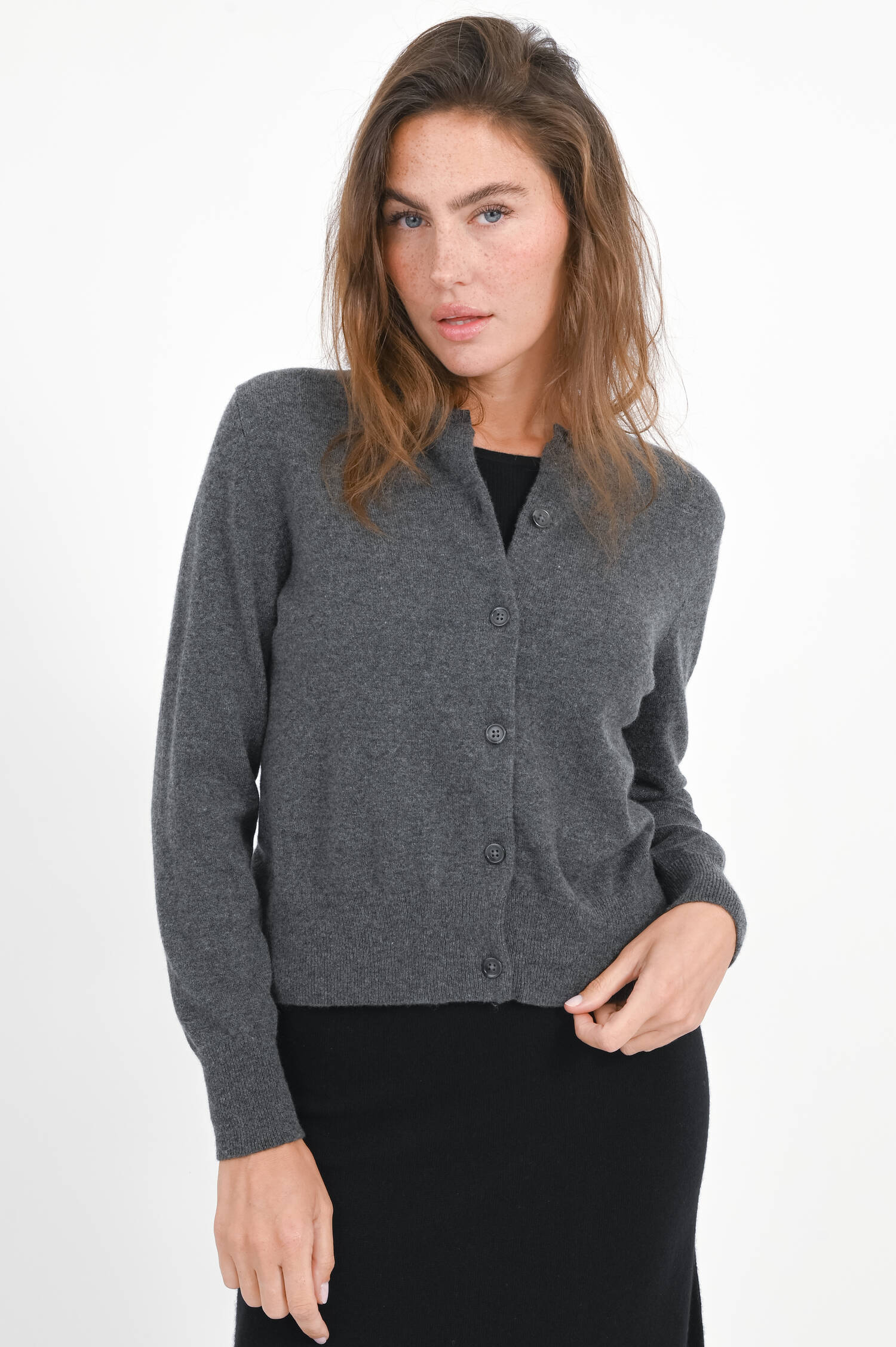 Cashmere-Cardigan in Dunkelgrau