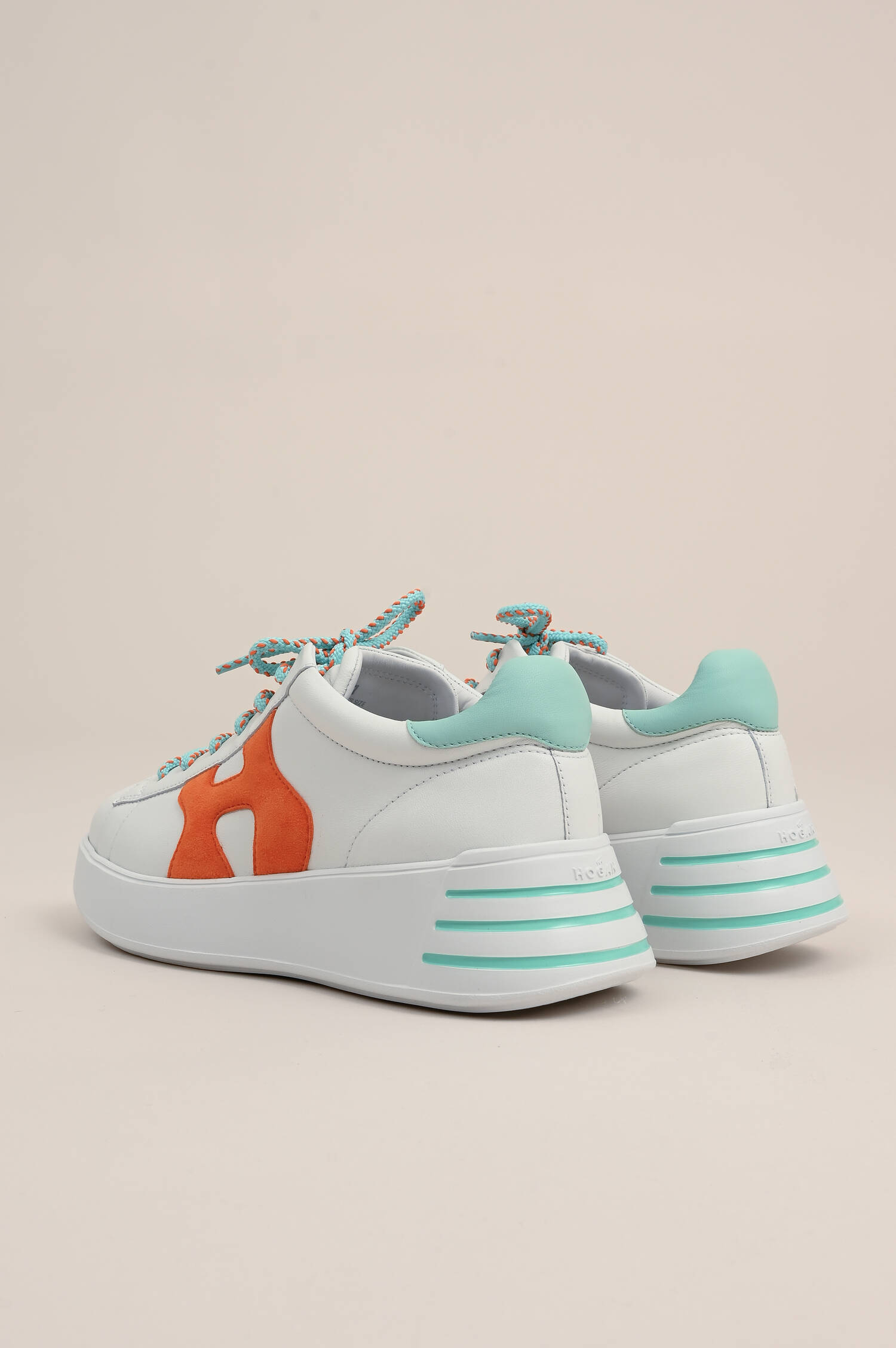 Snekaer REBEL H564 ALLACCIATO Weiß/Türkis/Orange